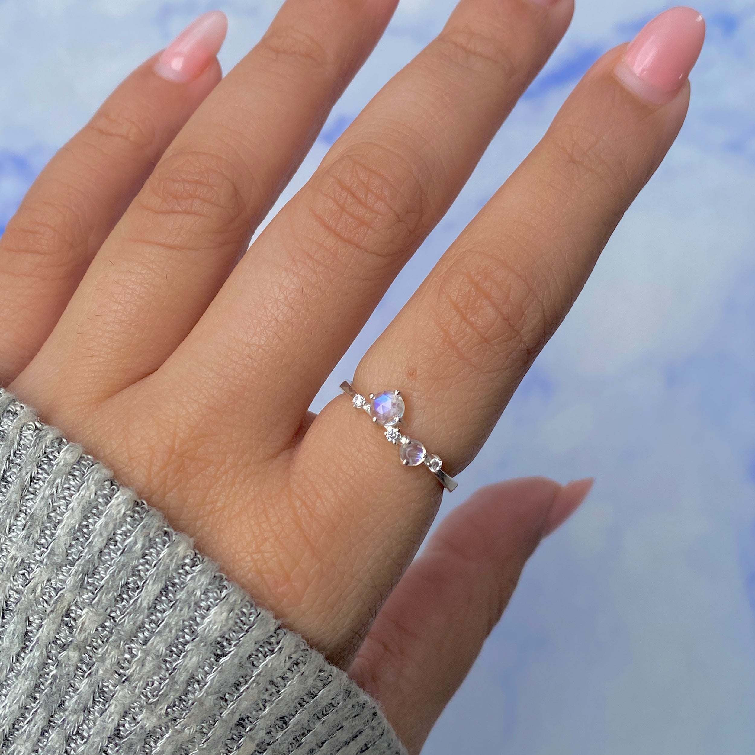 Moonstone & White Topaz Ring-(RBM-RDR-1661.)
