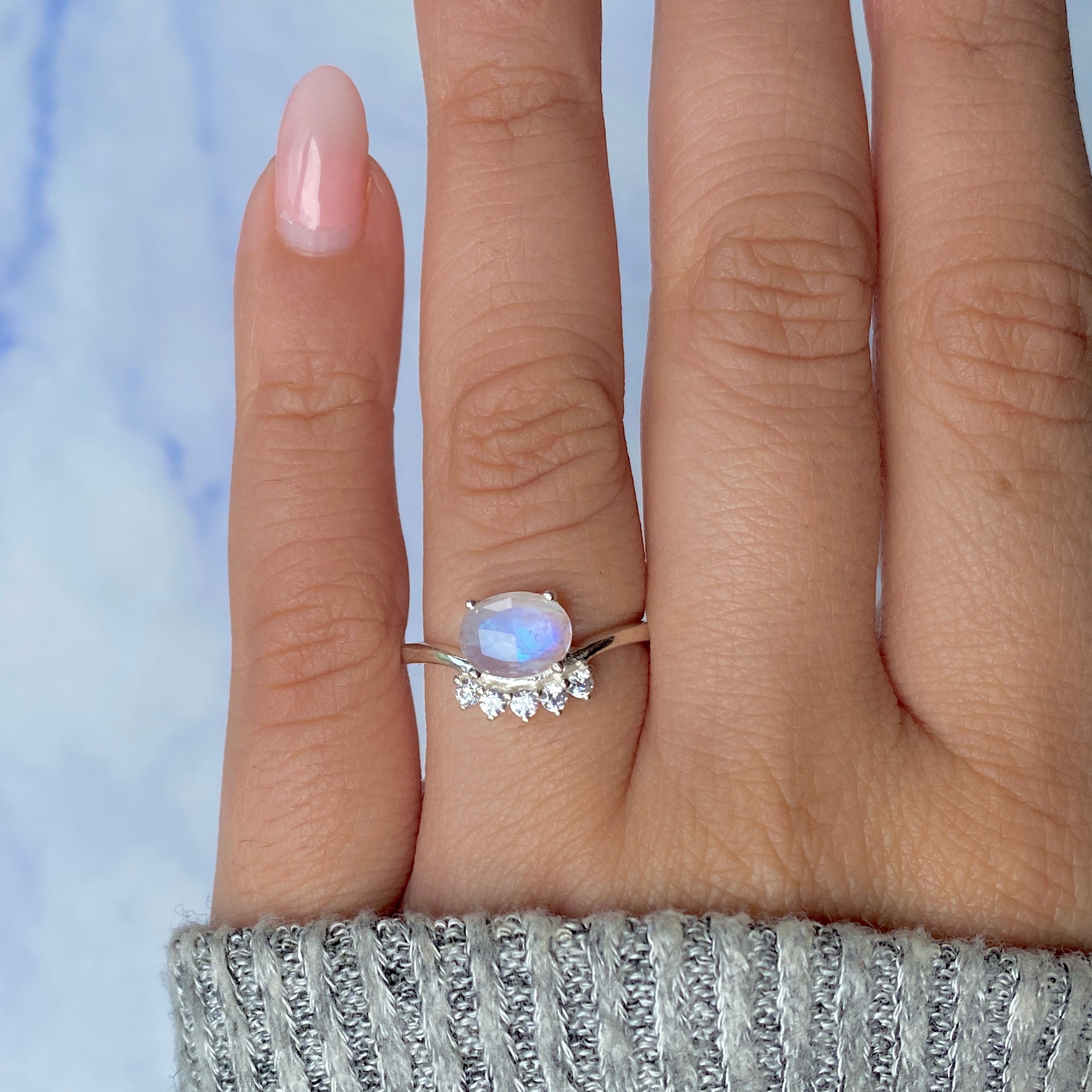 Moonstone & White Topaz Ring-(RBM-RDR-1681.)
