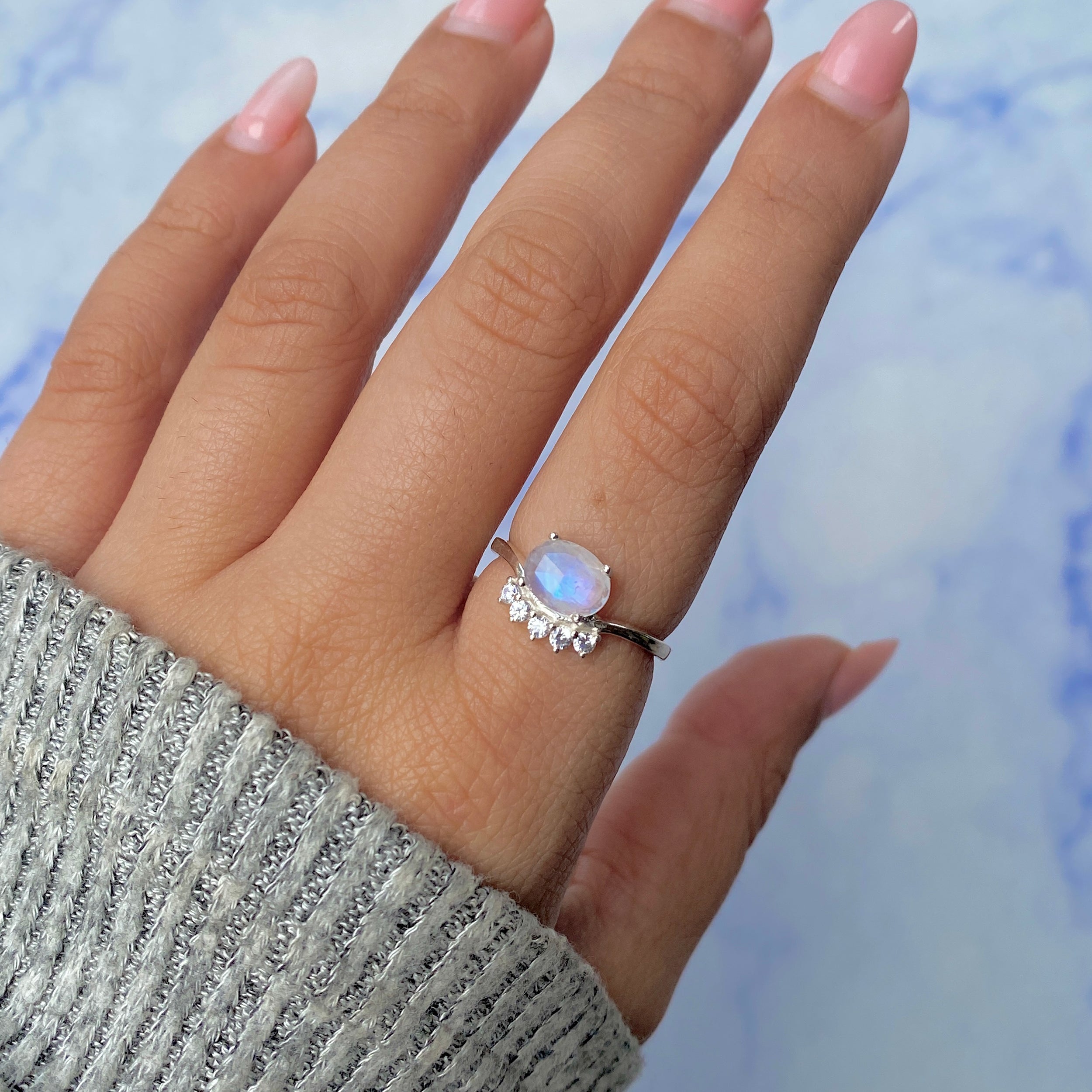 Moonstone & White Topaz Ring-(RBM-RDR-1681.)