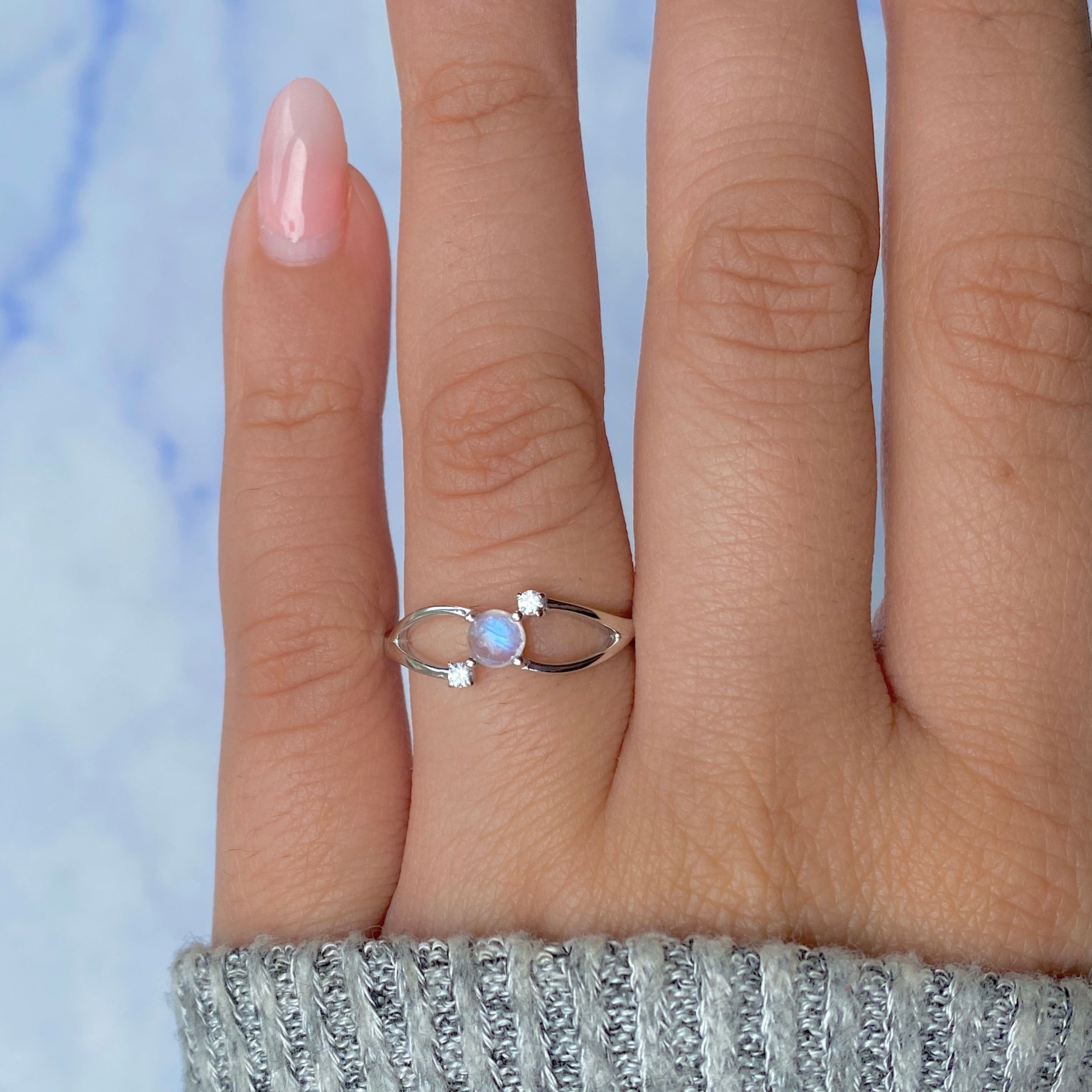 Moonstone & White Topaz Ring-(RBM-RDR-1712.)