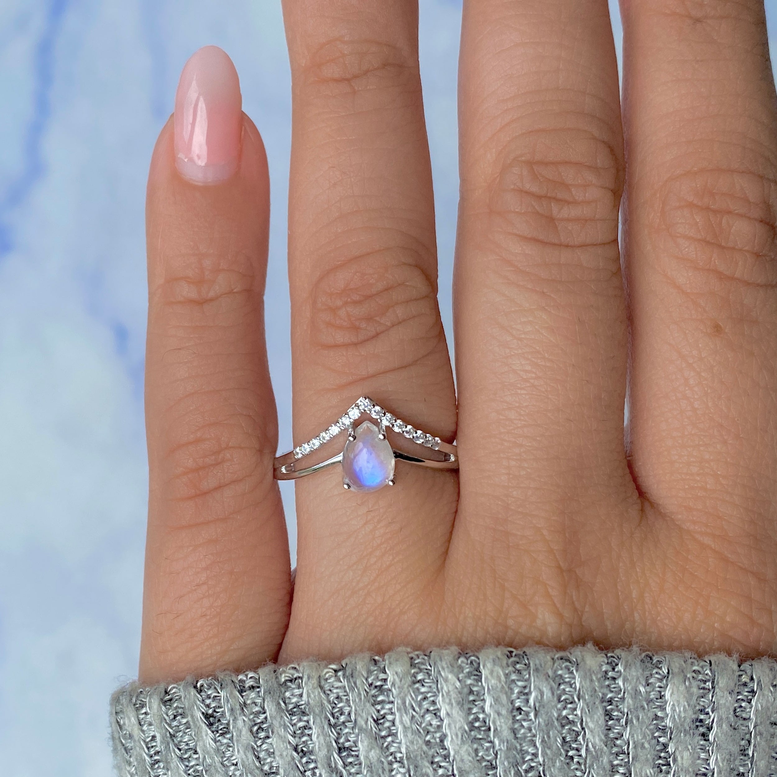 Moonstone & White Topaz Ring-(RBM-RDR-1716.)