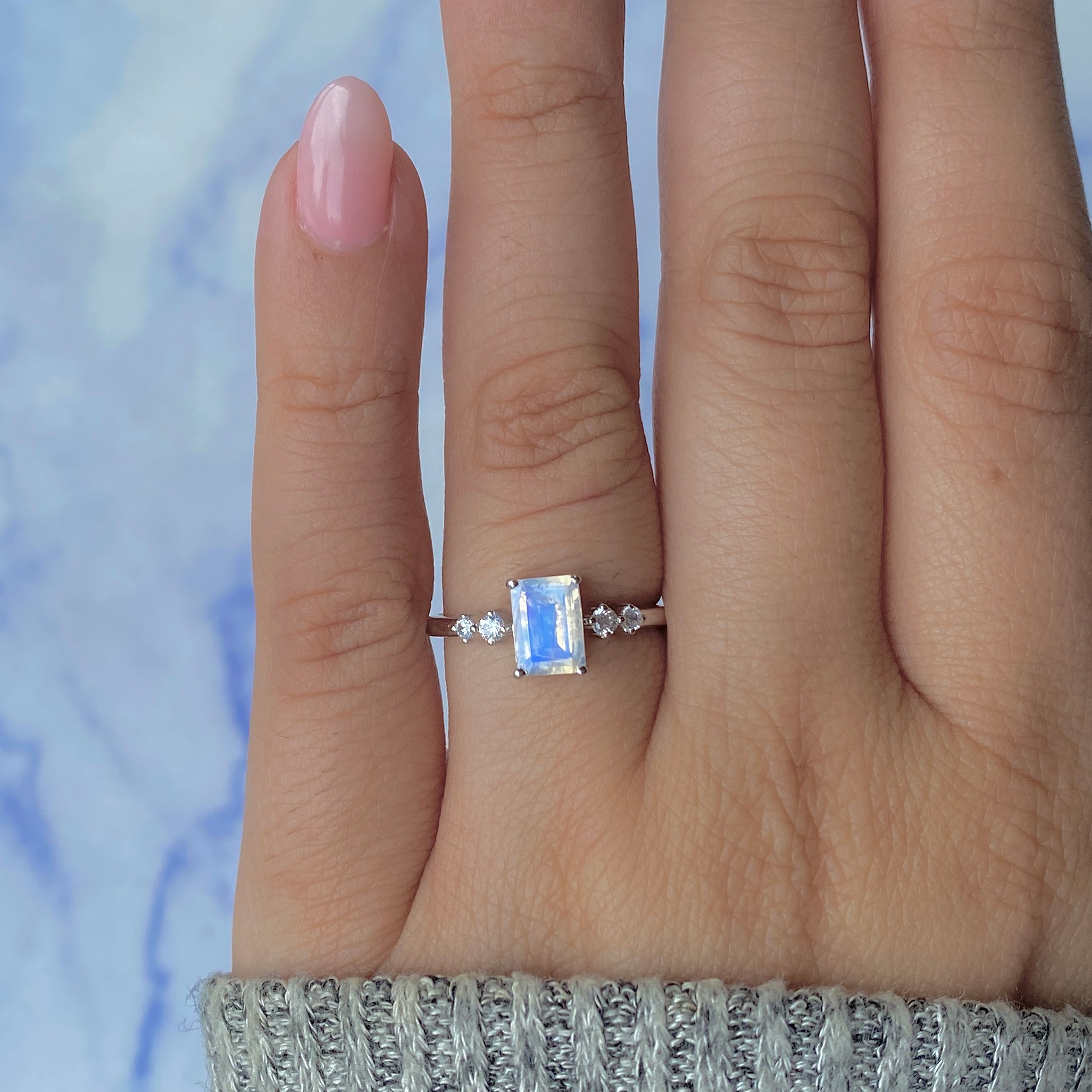 Moonstone & White Topaz Ring-(RBM-RDR-2187.)