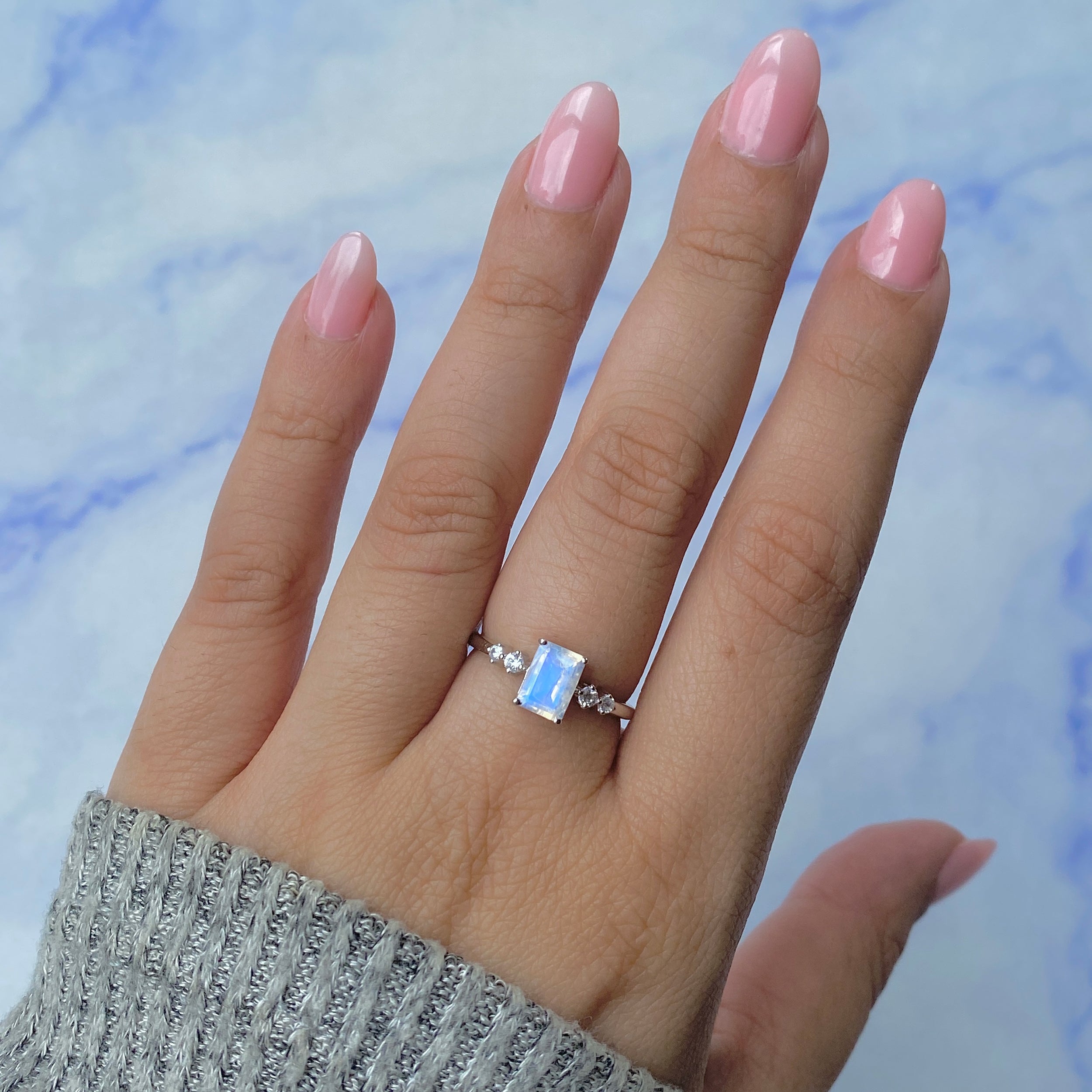Moonstone & White Topaz Ring-(RBM-RDR-2187.)