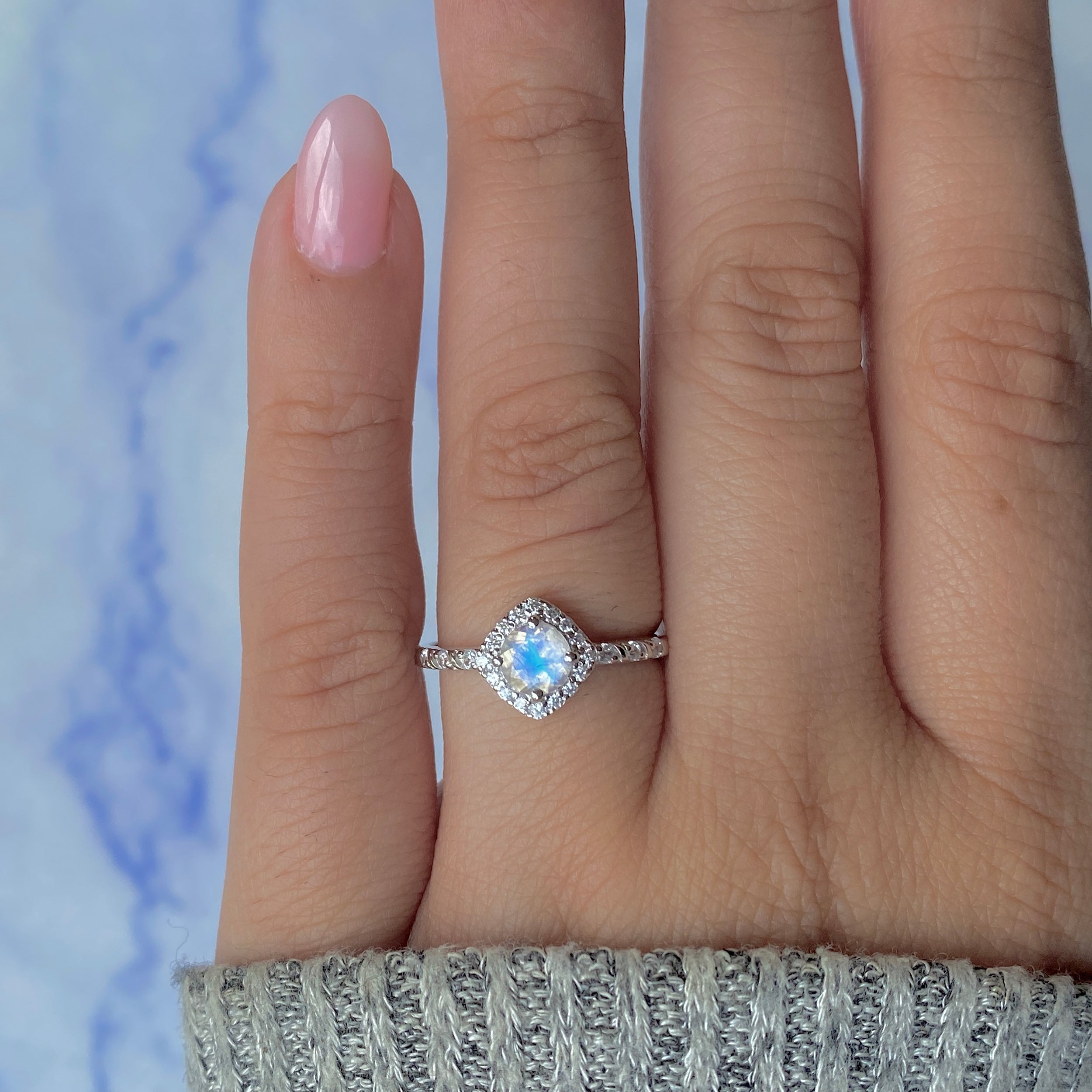 Moonstone & White Topaz Ring-(RBM-RDR-2260.)