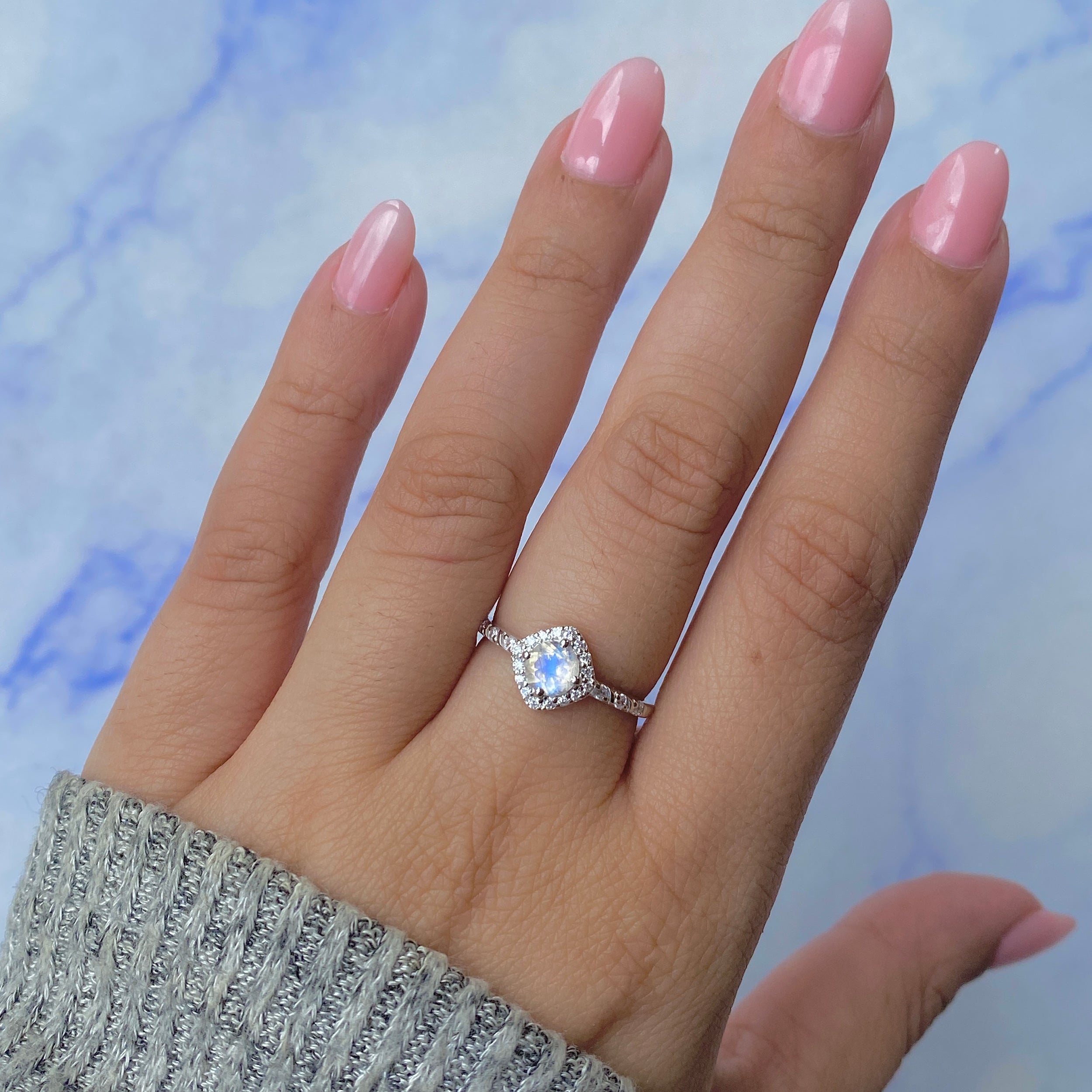 Moonstone & White Topaz Ring-(RBM-RDR-2260.)