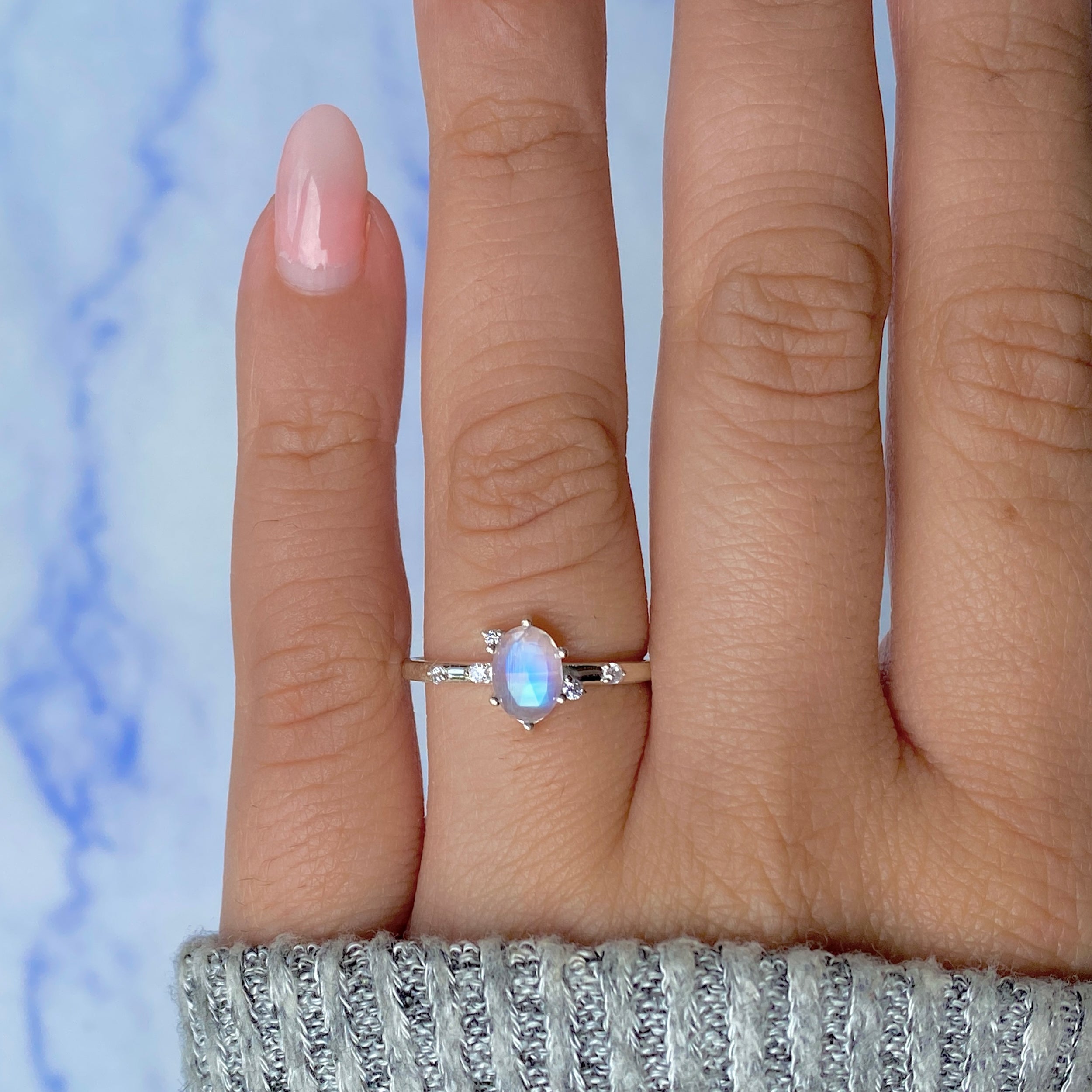 Moonstone & White Topaz Ring-(RBM-RDR-2273.)