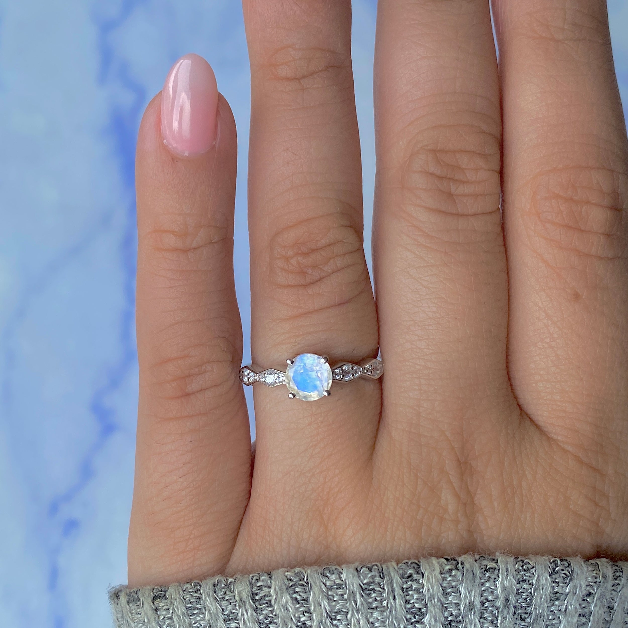 Moonstone & White Topaz Ring-(RBM-RDR-2288.)
