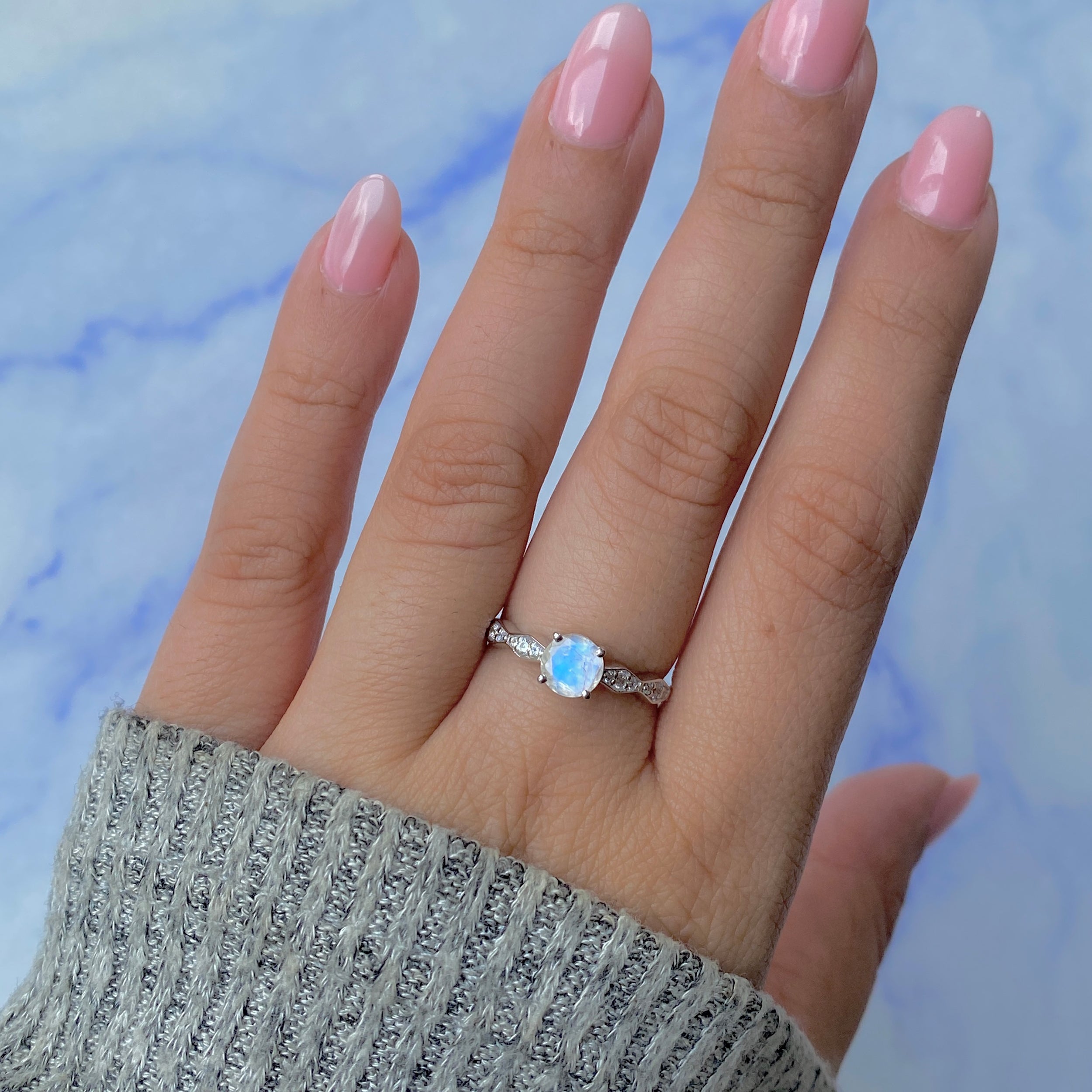 Moonstone & White Topaz Ring-(RBM-RDR-2288.)