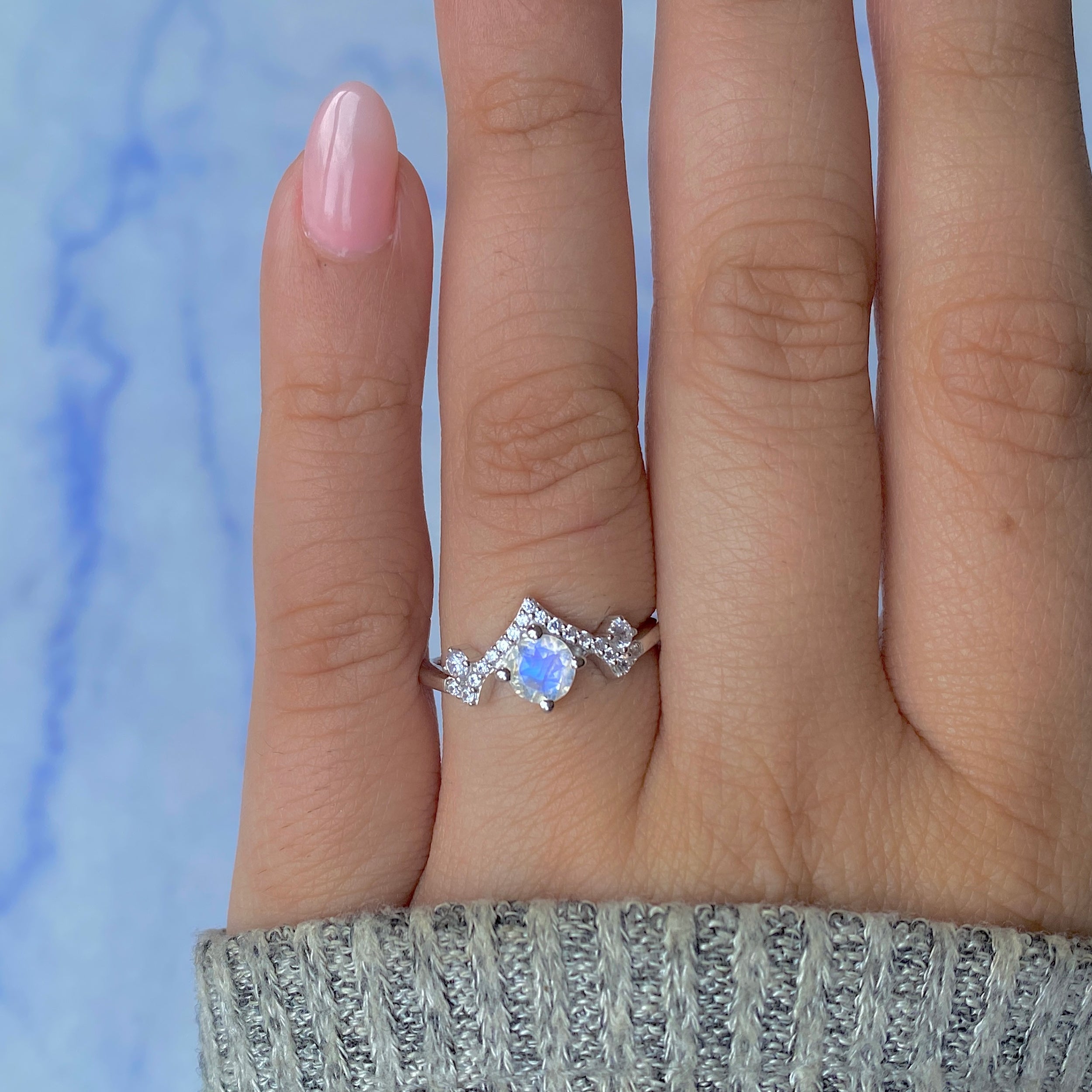 Moonstone & White Topaz Ring-(RBM-RDR-2296.)