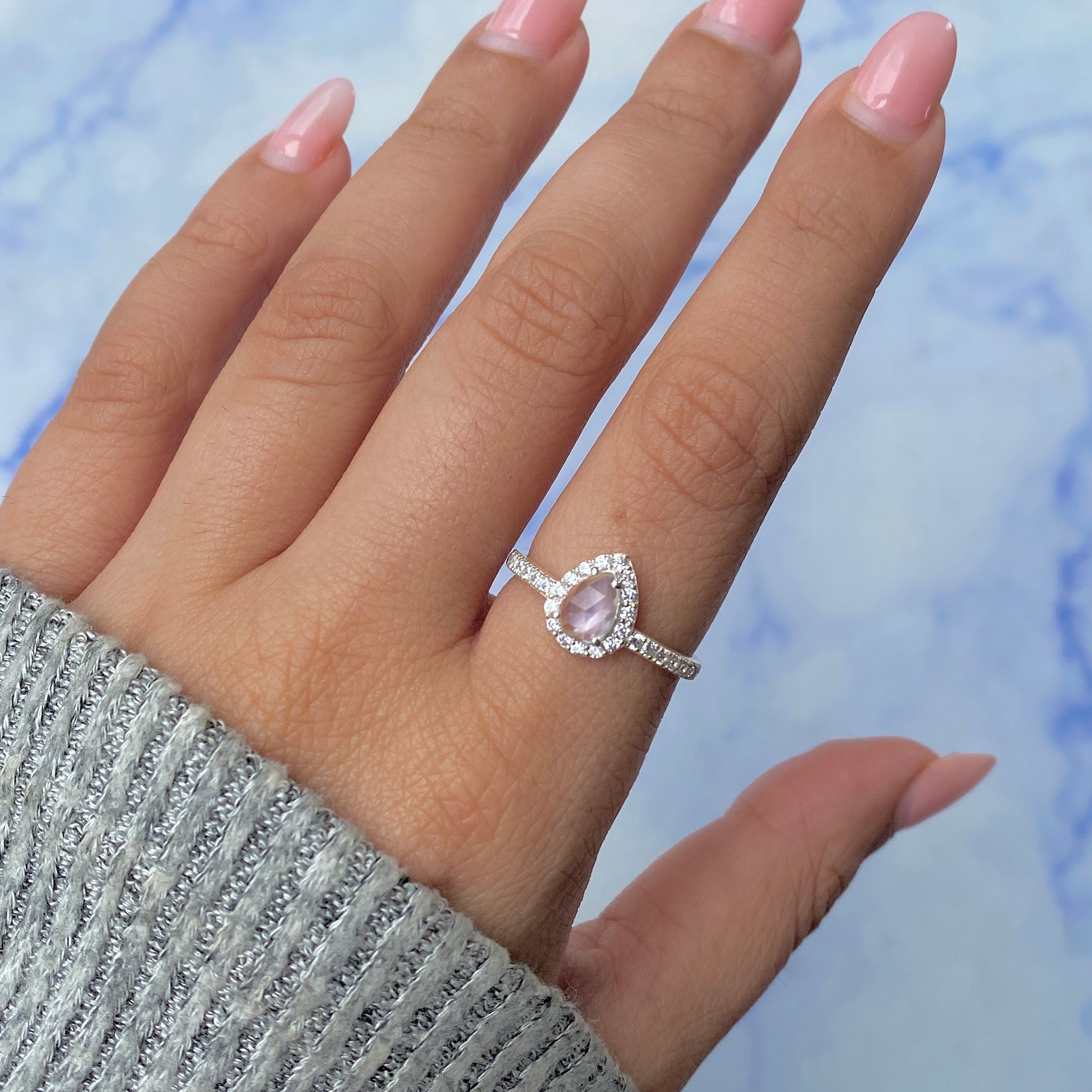 Moonstone & White Topaz Ring-(RBM-RR-40-ROSECUT.)