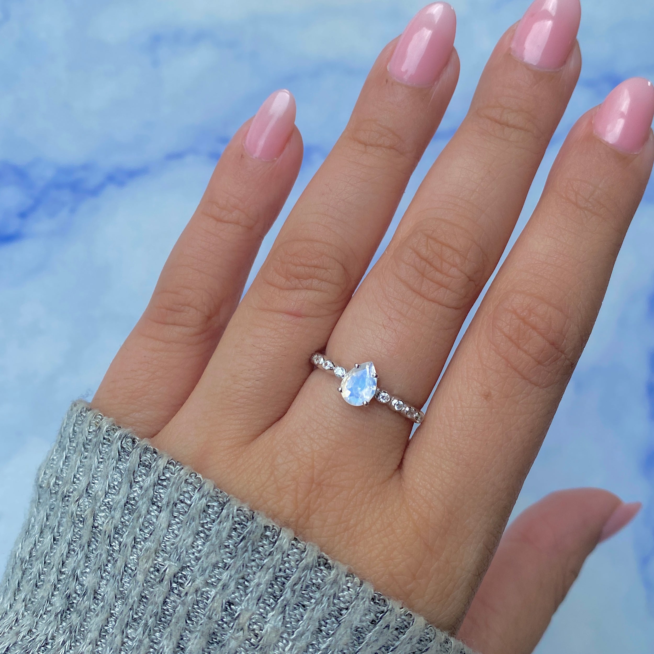 Moonstone & White Topaz Ring-(RBM-RR-419D.)