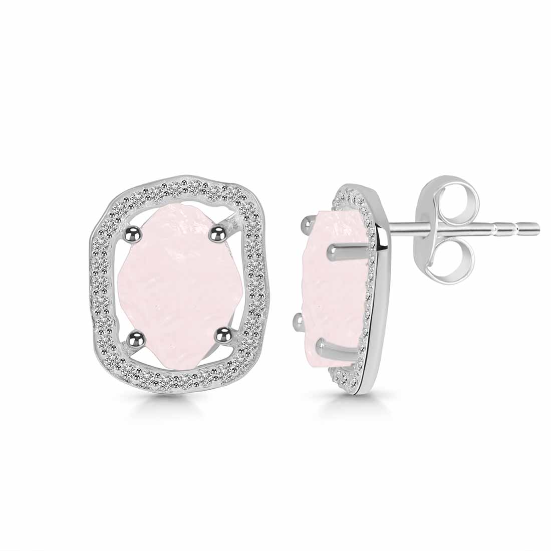 rose-quartz-raw-crystal-white-topaz-stud-earring-rsq-rde-1255