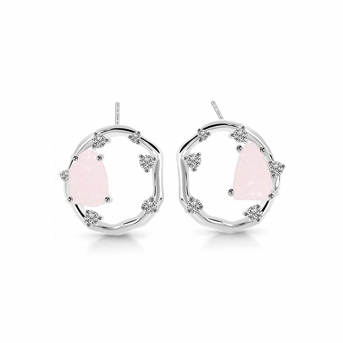 rose-quartz-raw-crystal-white-topaz-stud-earring-rsq-rde-1461