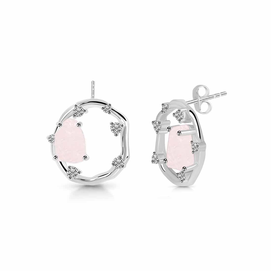 rose-quartz-raw-crystal-white-topaz-stud-earring-rsq-rde-1461