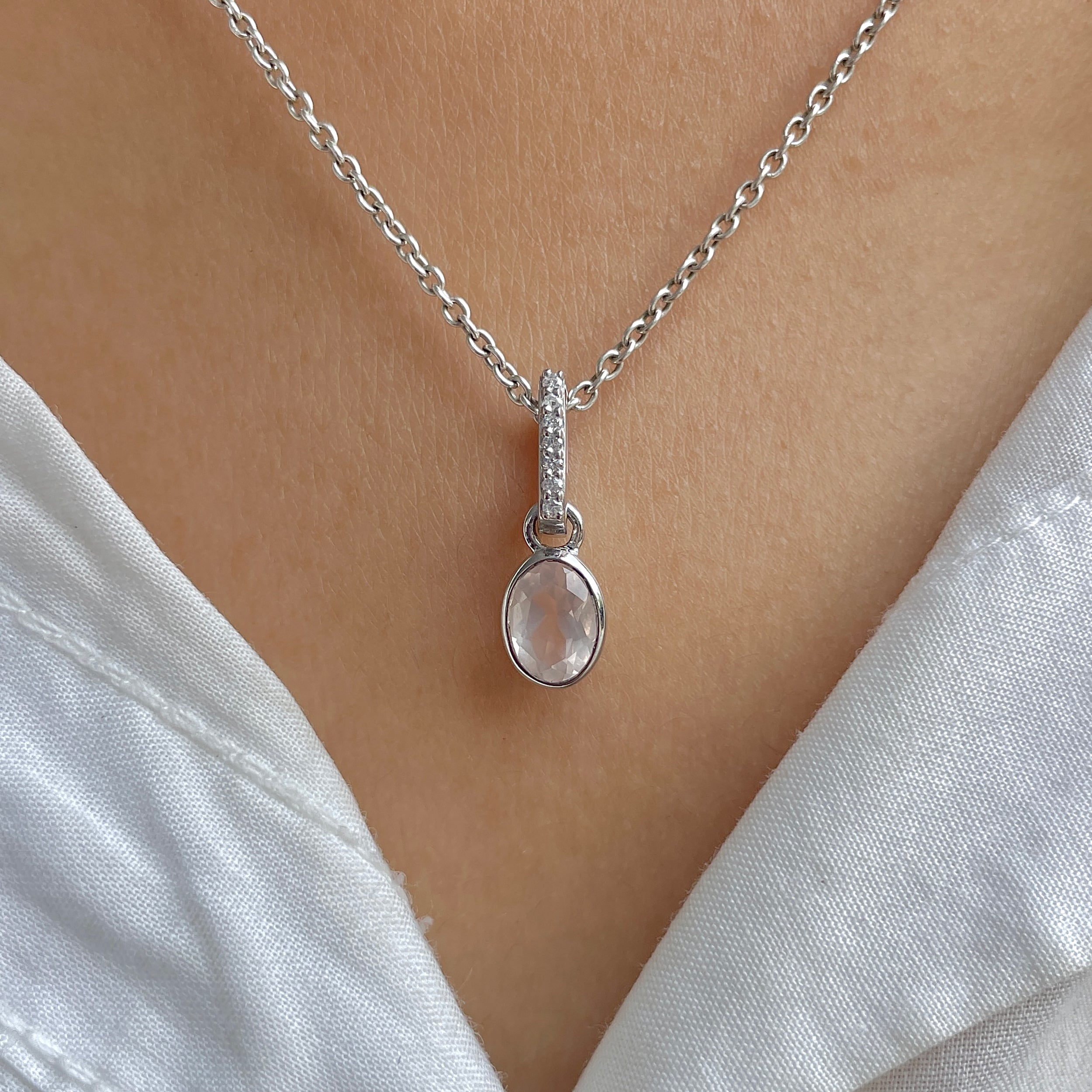 Rose Quartz & White Topaz Pendant-(RSQ-RDP-780.)