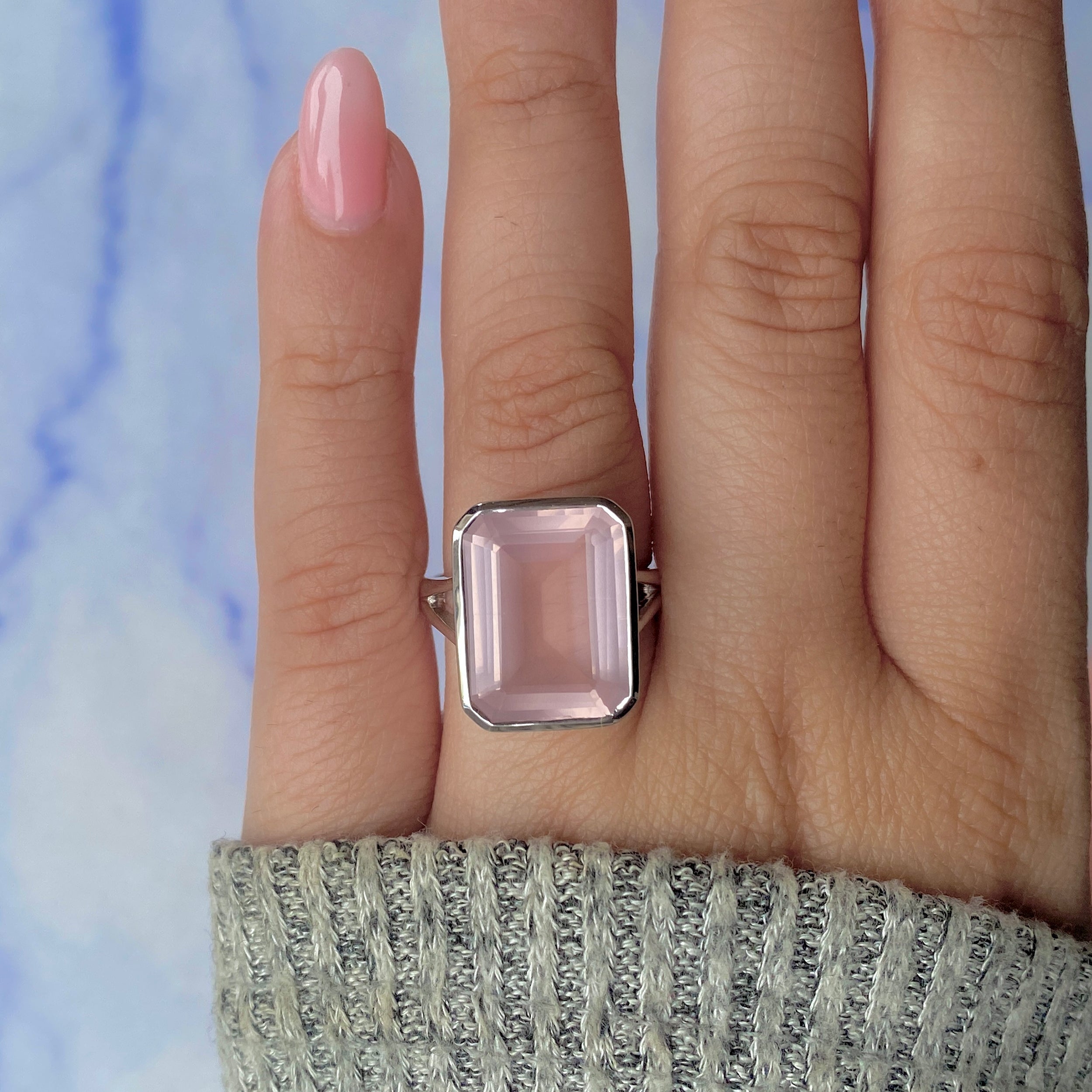 Rose Quartz Ring-(RSQ-RDR-1847.)