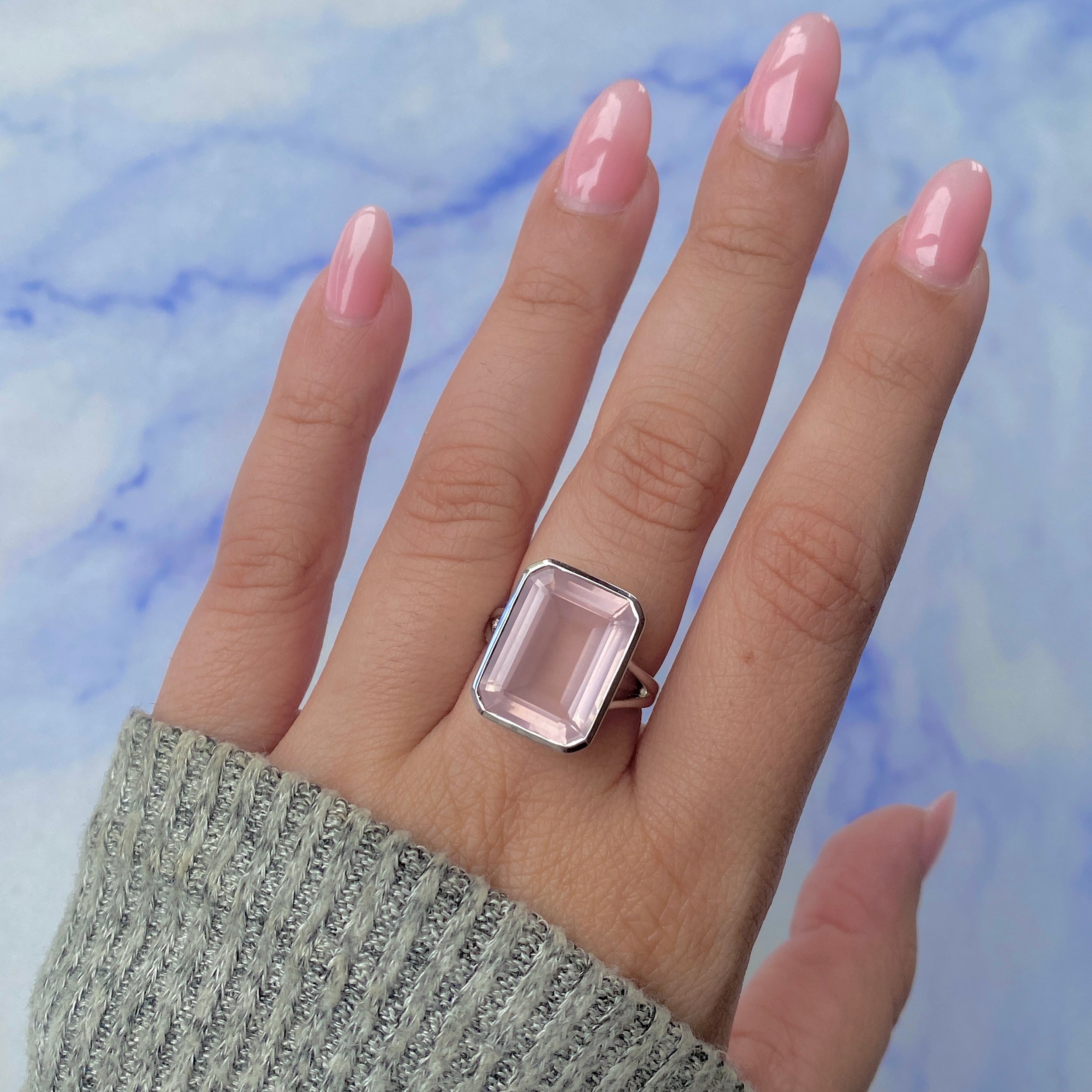 Rose Quartz Ring-(RSQ-RDR-1847.)