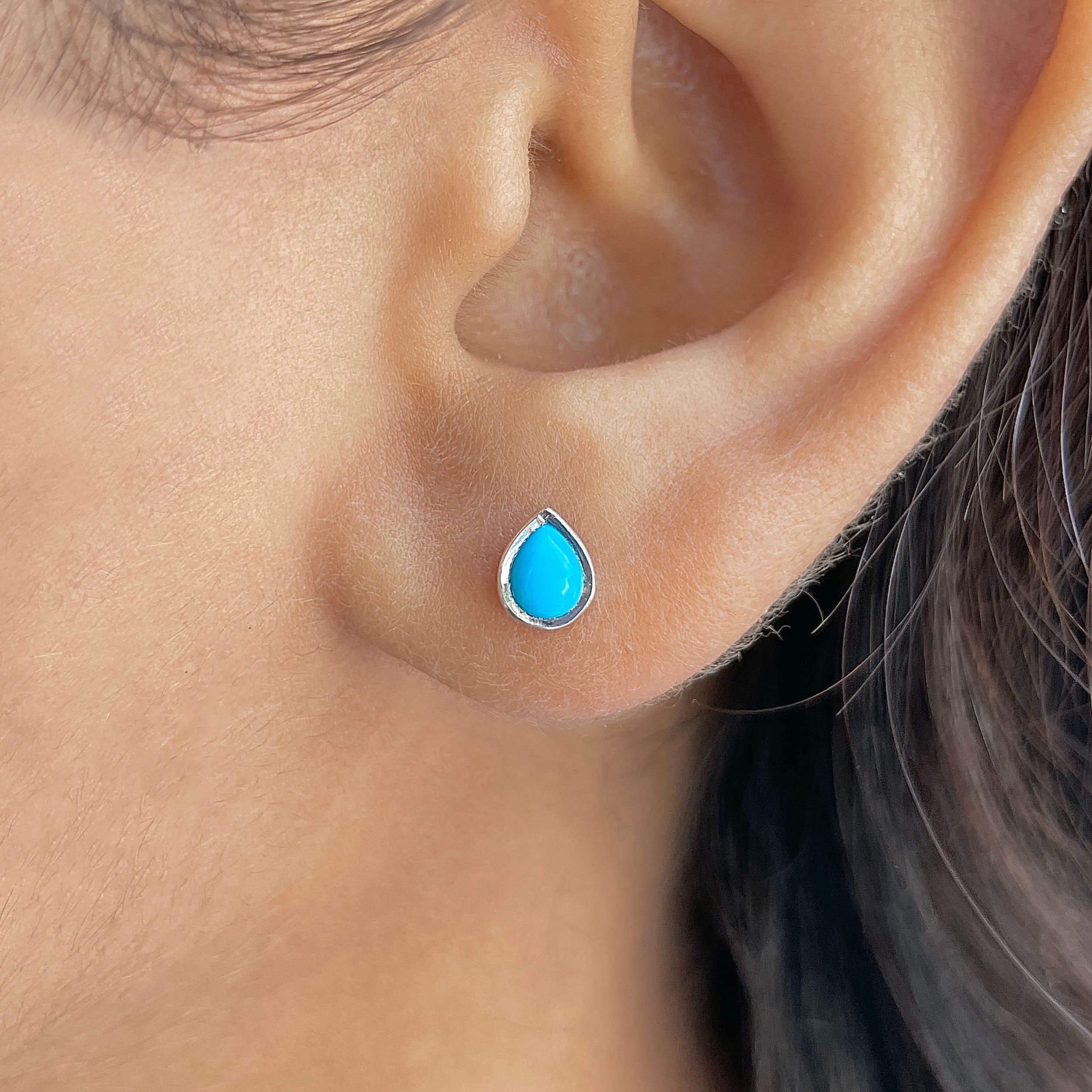 Turquoise Stud Earring-(TRQ-RDE-1105.)