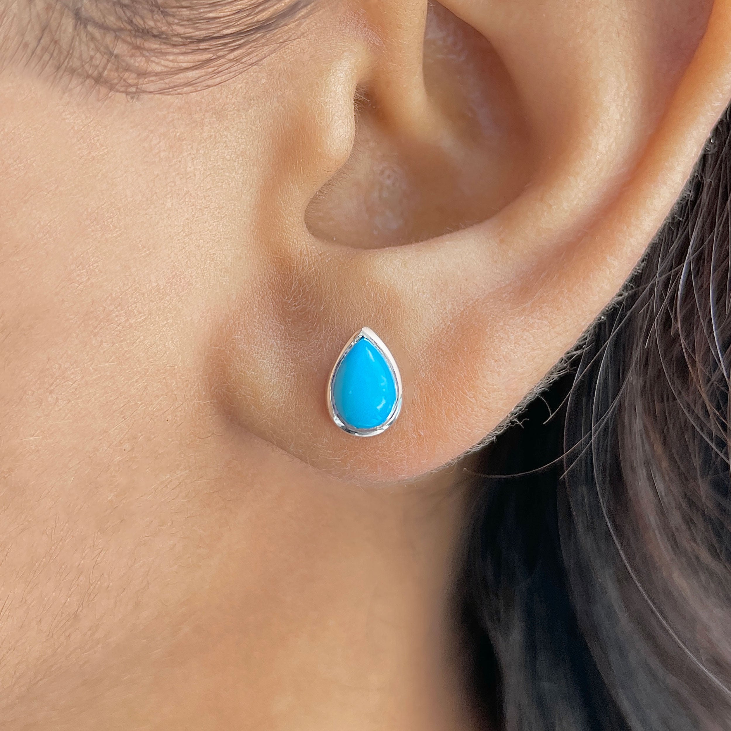 Turquoise Stud Earring-(TRQ-RDE-1110.)