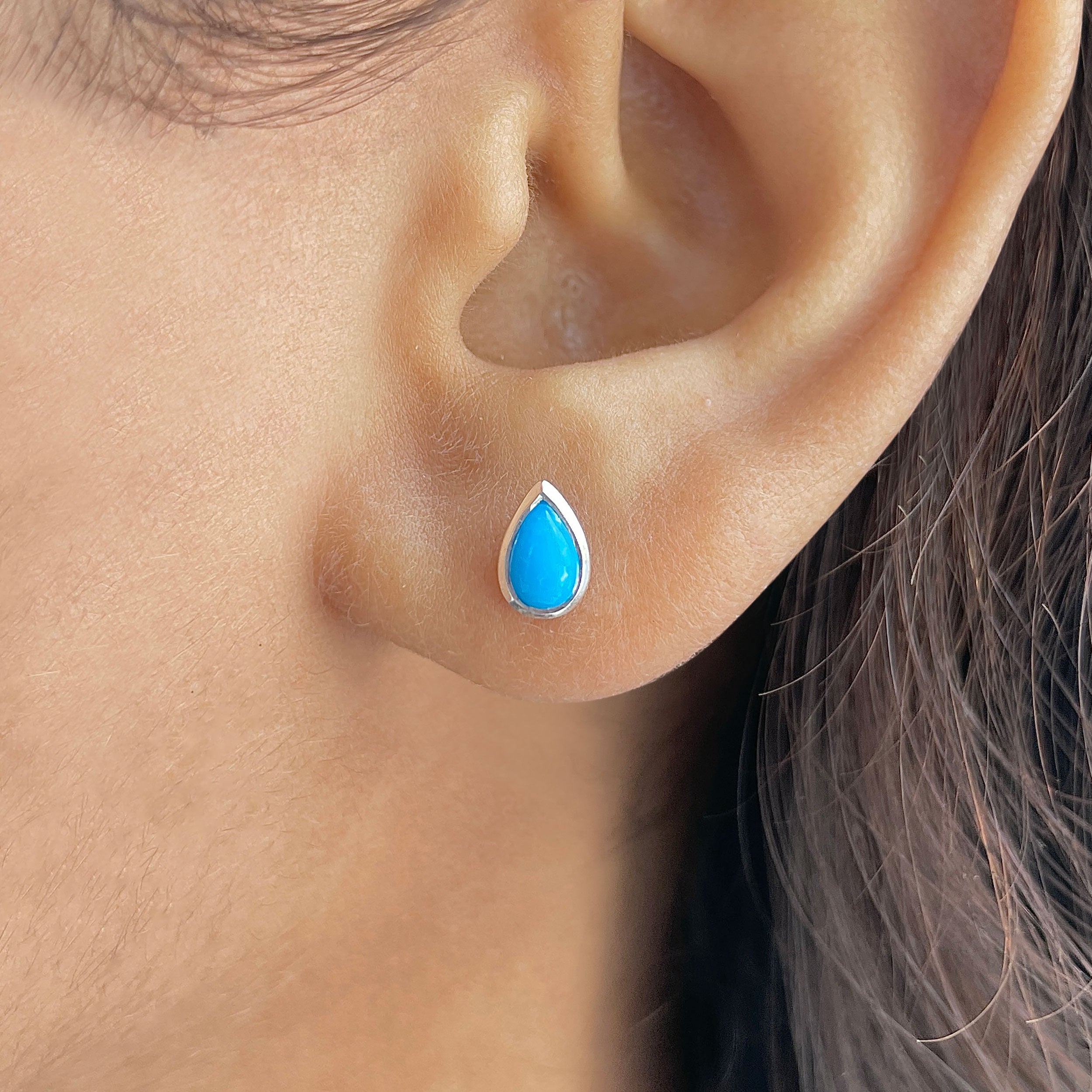 Turquoise Stud Earring-(TRQ-RDE-1111.)