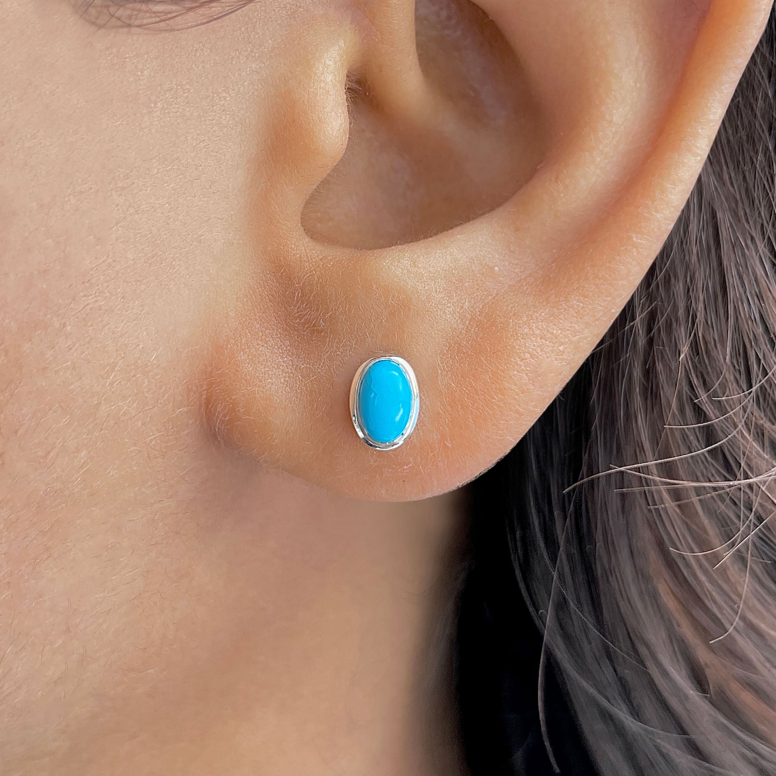 Turquoise Stud Earring-(TRQ-RDE-1112.)