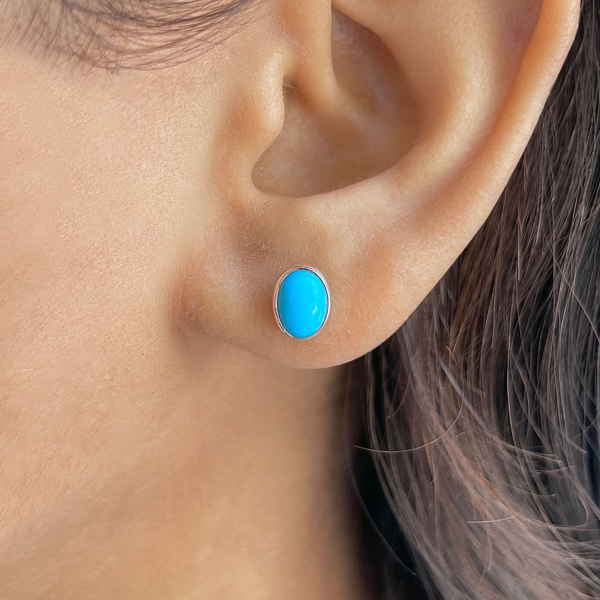 Turquoise Stud Earring-(TRQ-RDE-1113.)