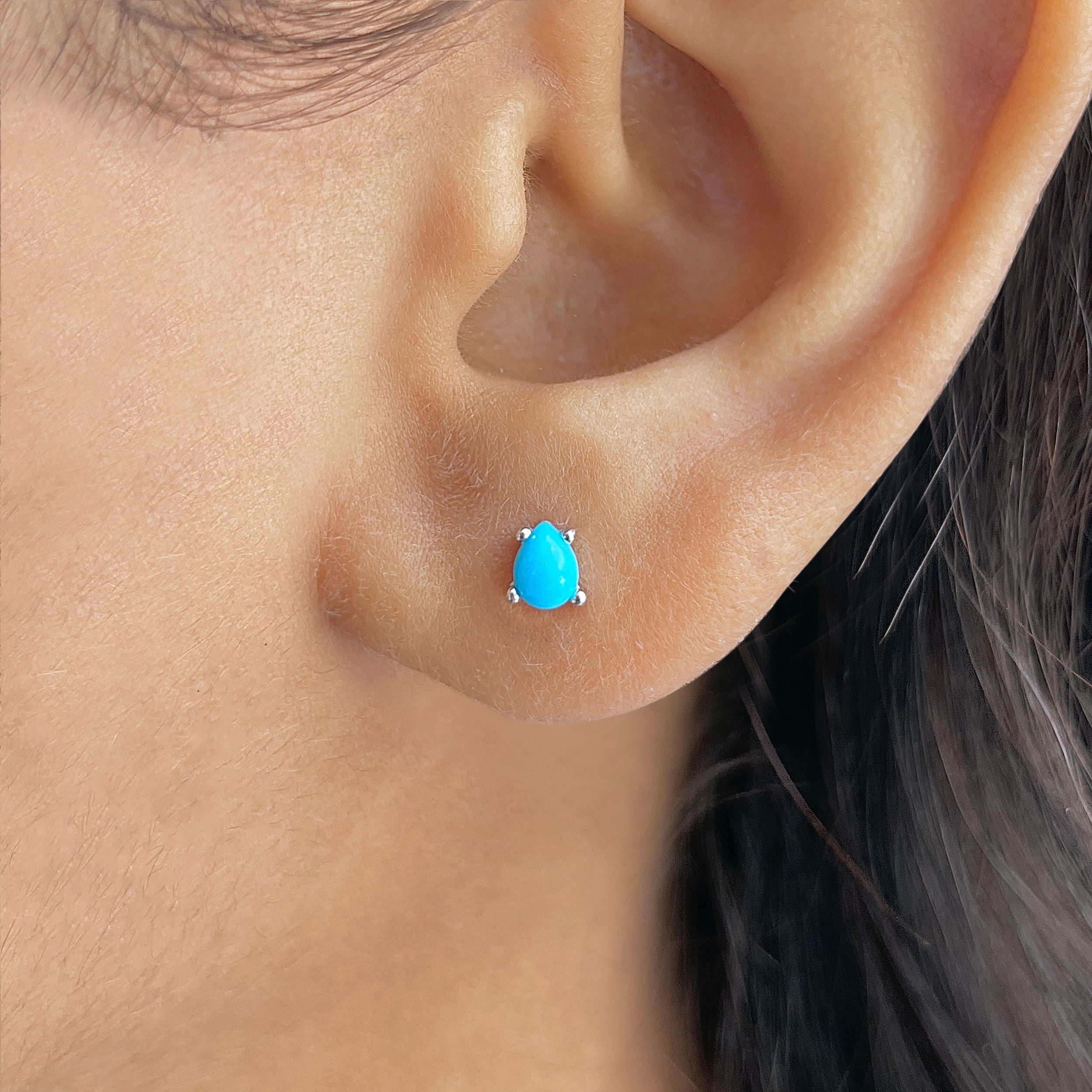 Turquoise Stud Earring-(TRQ-RDE-1114.)
