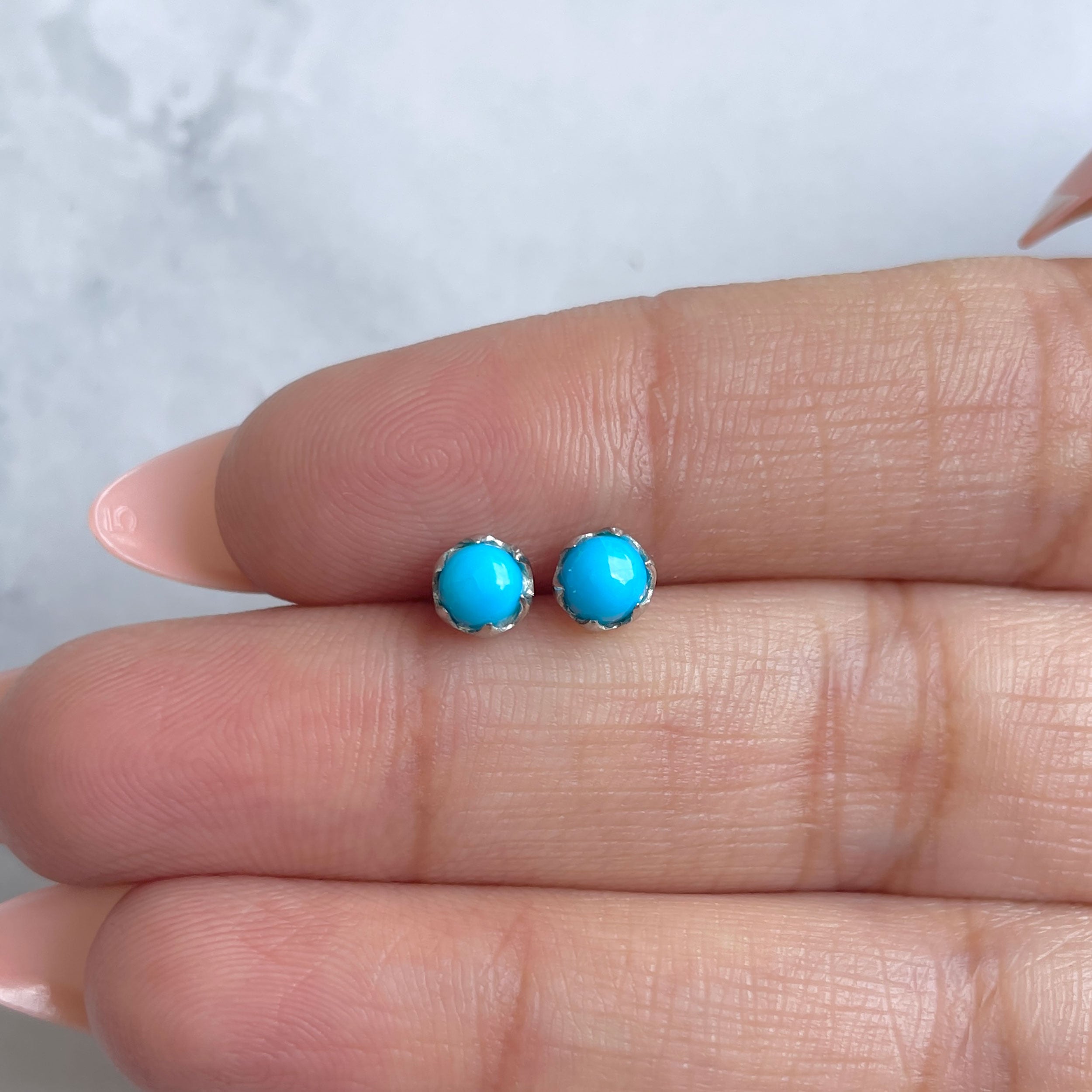 Turquoise Stud Earring-(TRQ-RDE-809.)