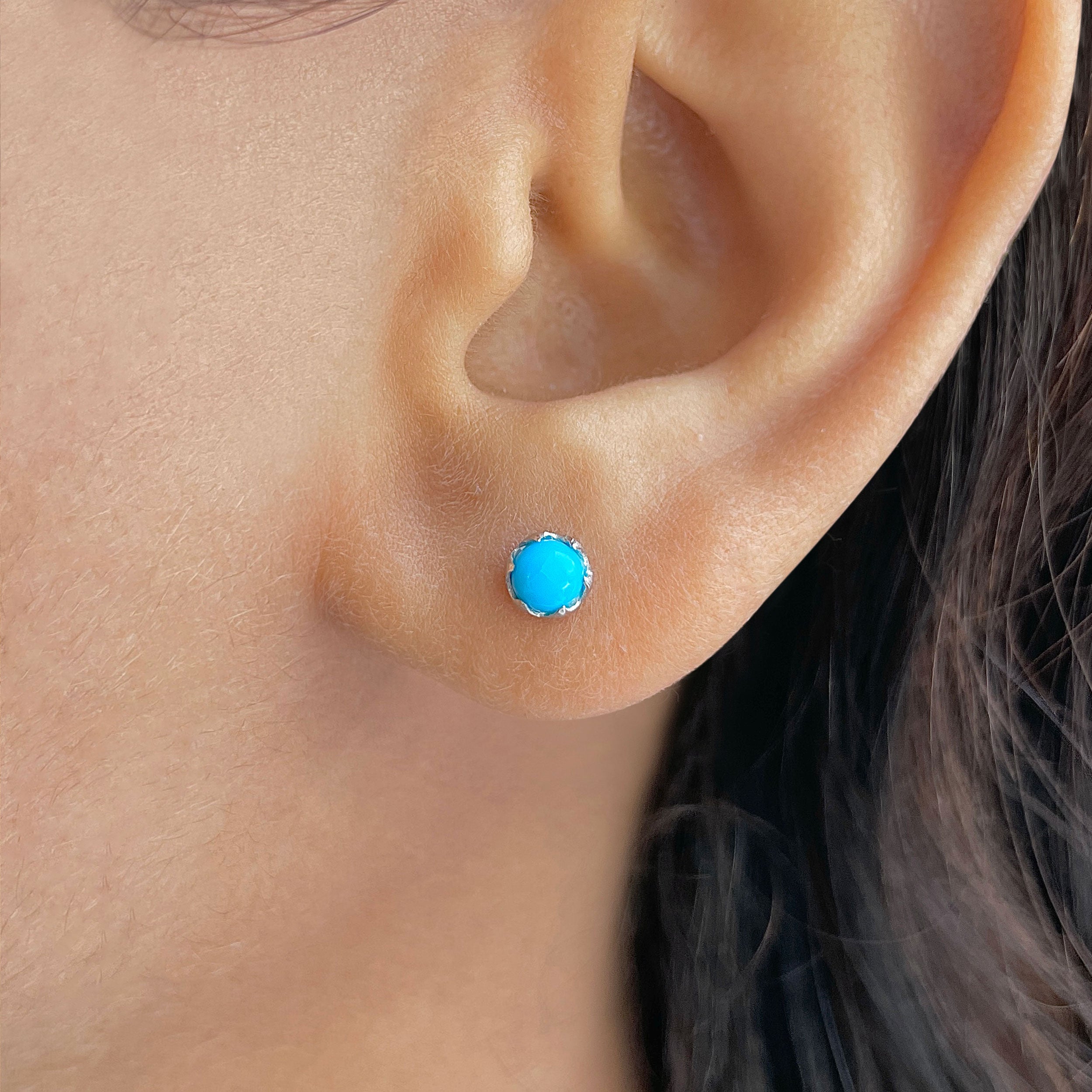 Turquoise Stud Earring-(TRQ-RDE-809.)
