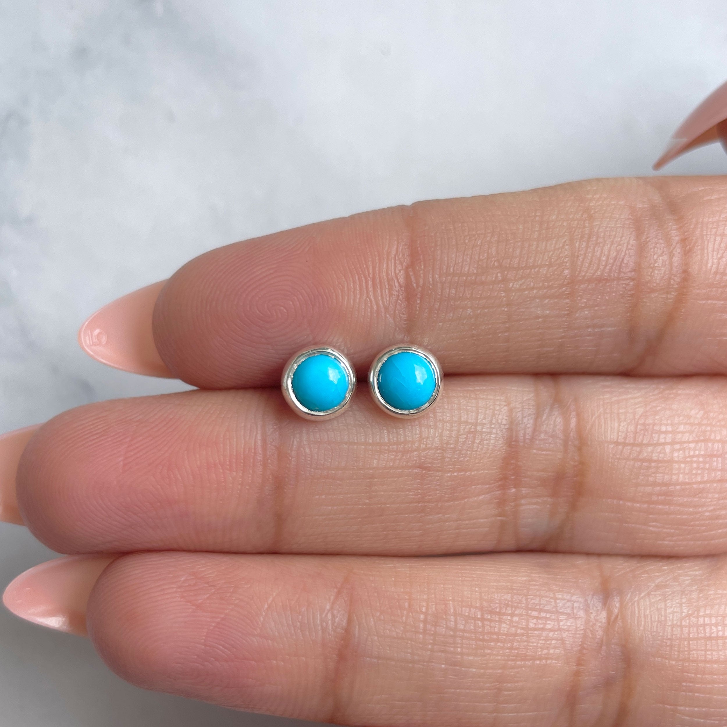 Turquoise Stud Earring-(TRQ-RDE-993.)