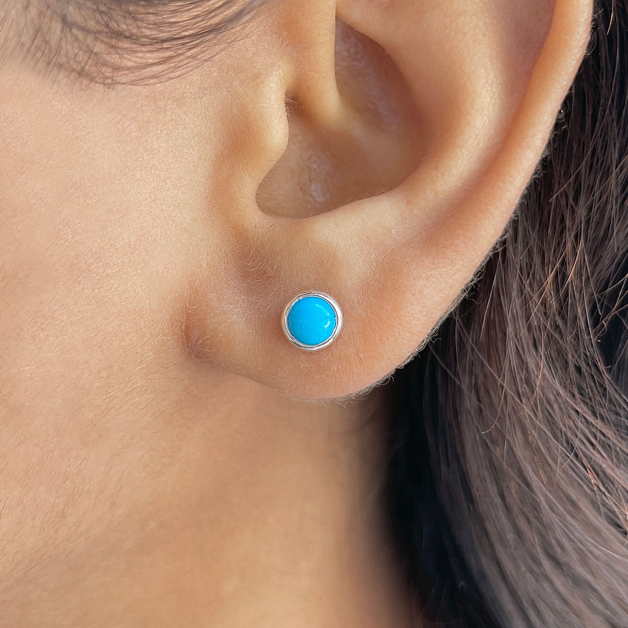 Turquoise Stud Earring-(TRQ-RDE-993.)