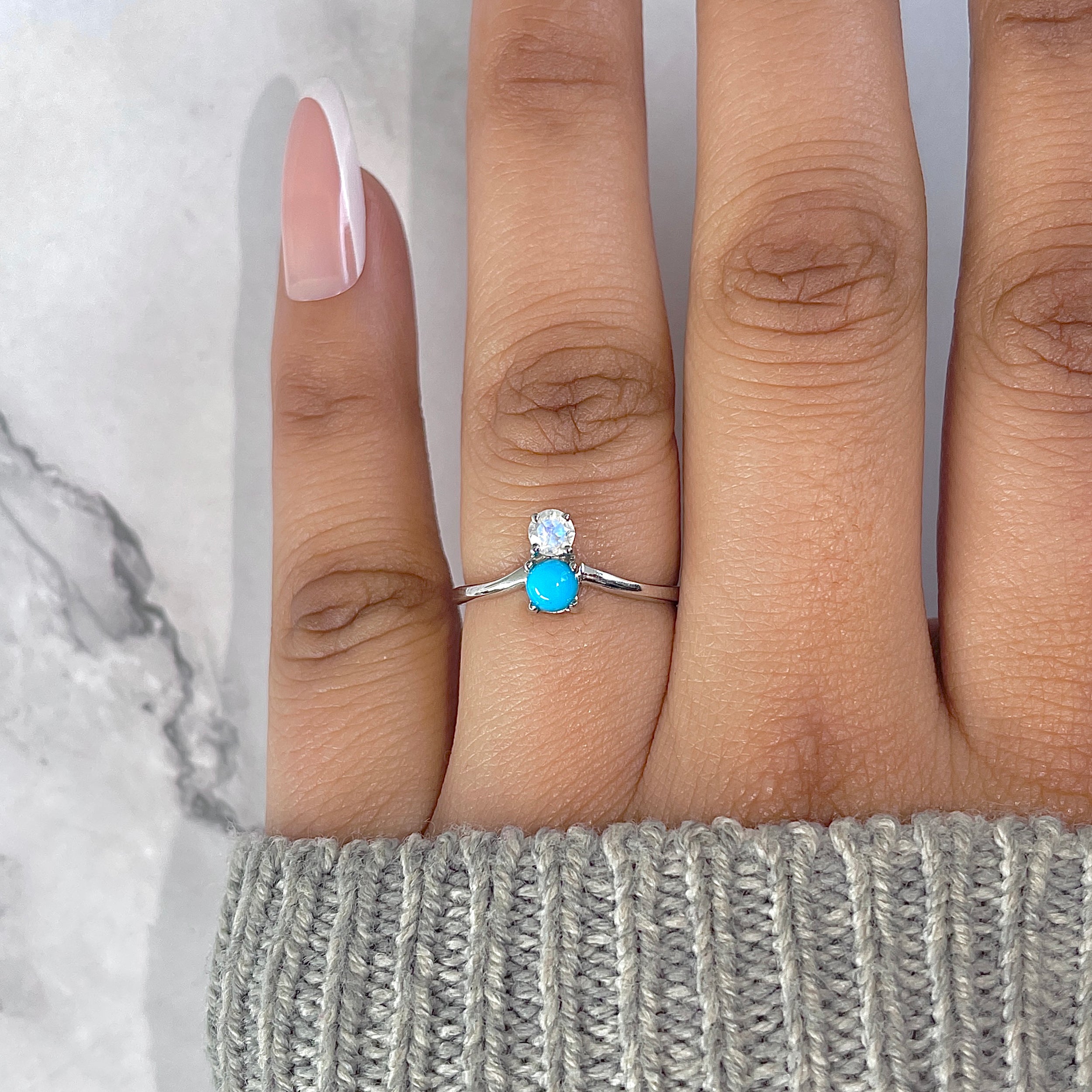 Turquoise & Blue Topaz Ring-(TRQ-RDR-1506.)