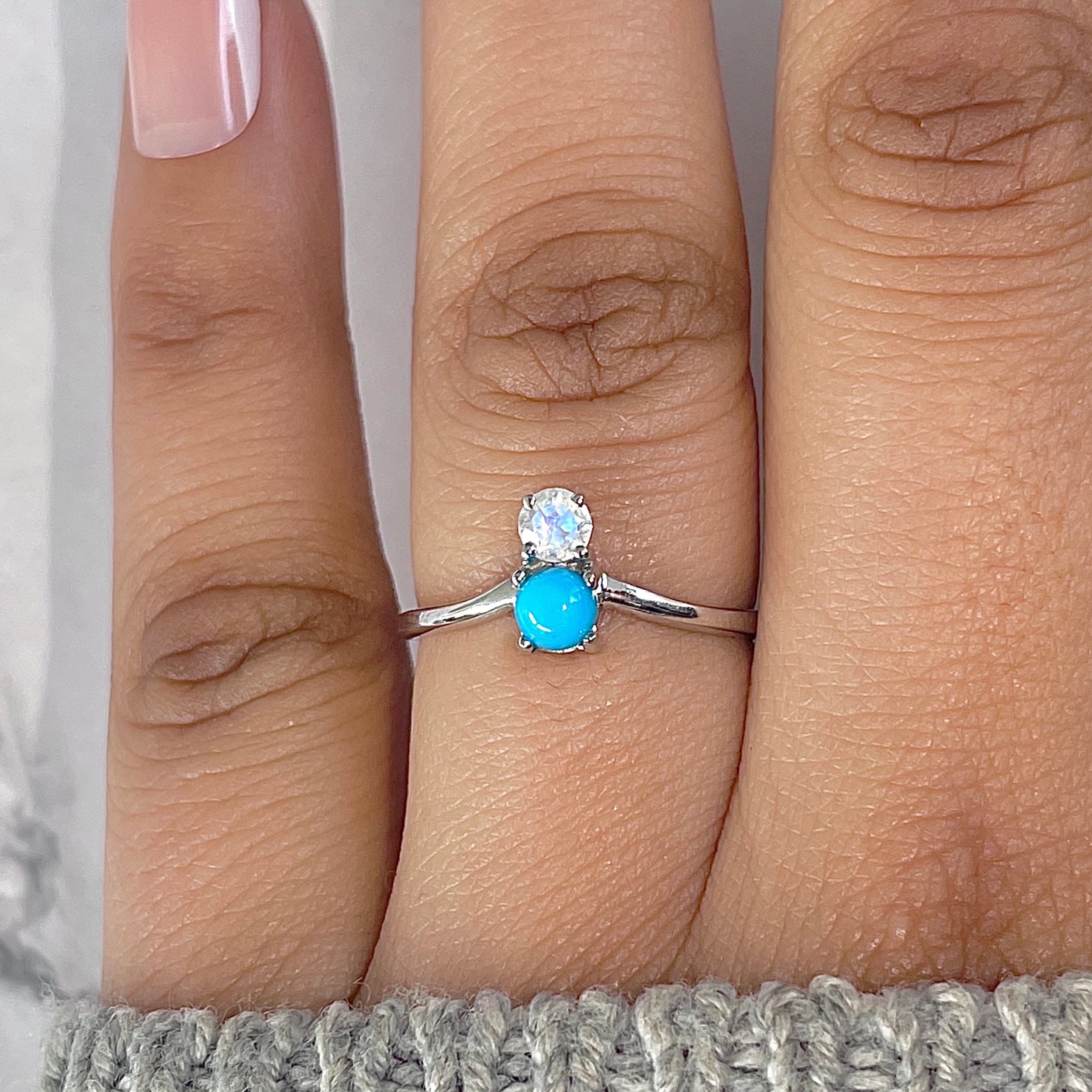 Turquoise & Blue Topaz Ring-(TRQ-RDR-1506.)