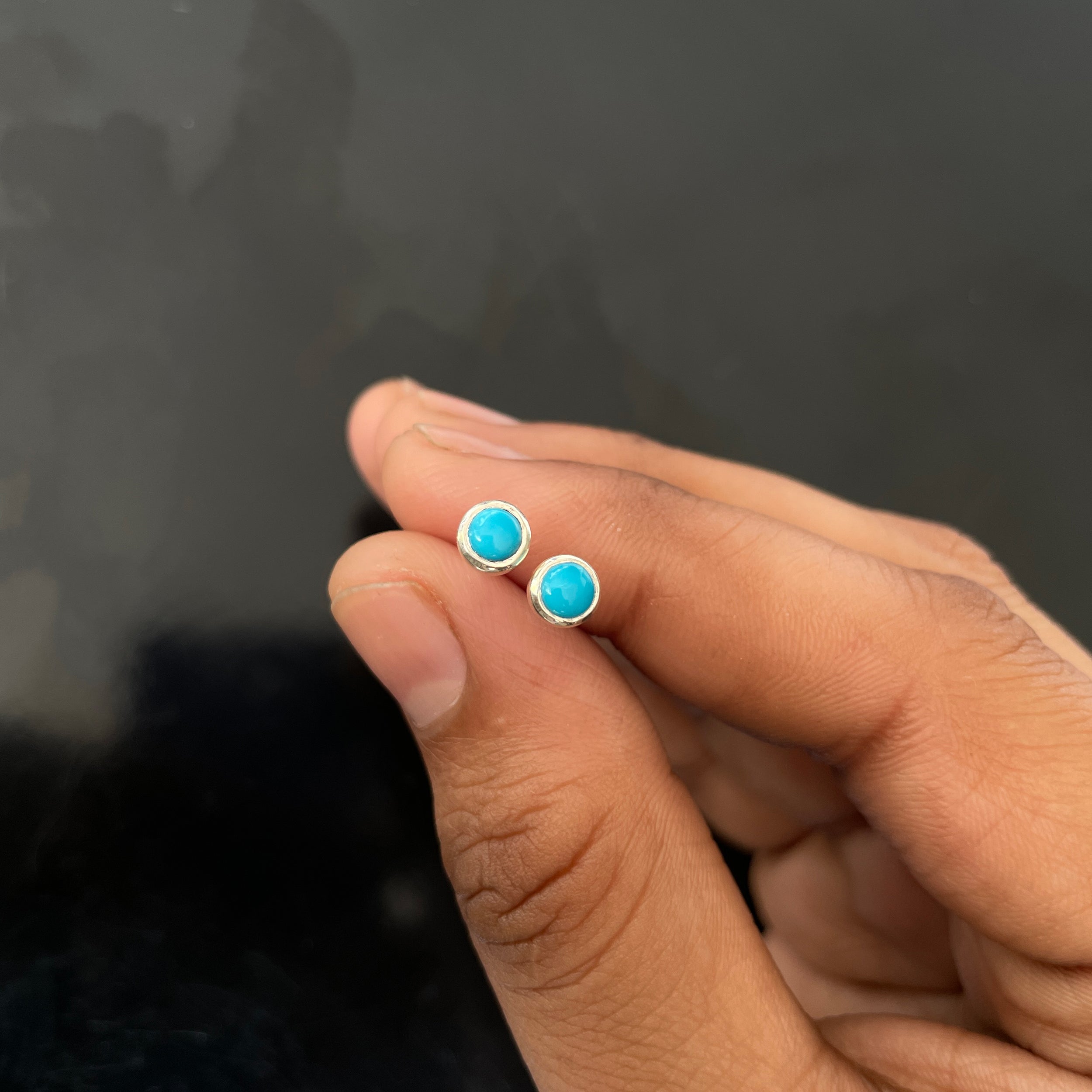 Turquoise Stud Earring-(TRQ-RDE-1072.)