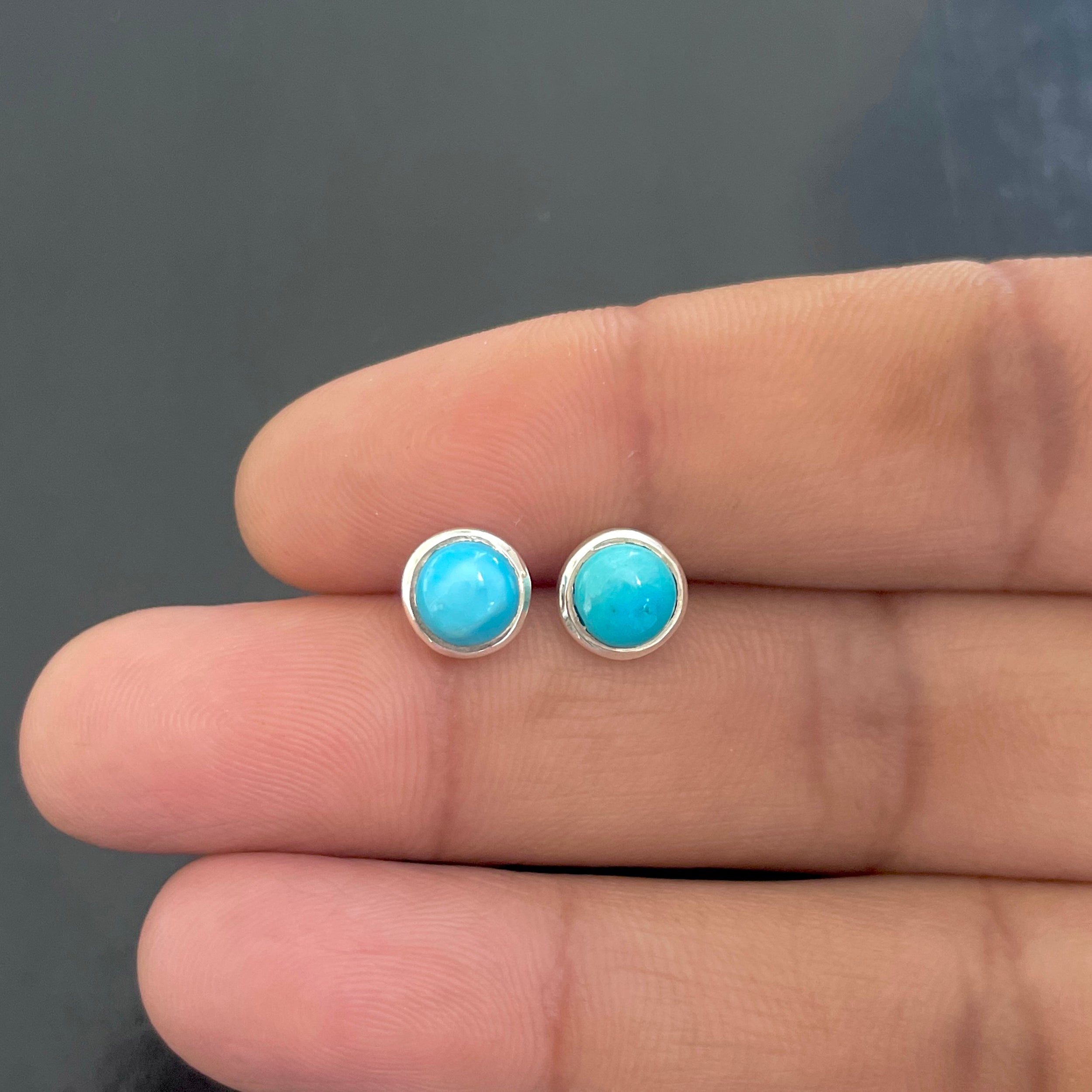 Turquoise Stud Earring-(TRQ-RDE-1073.)