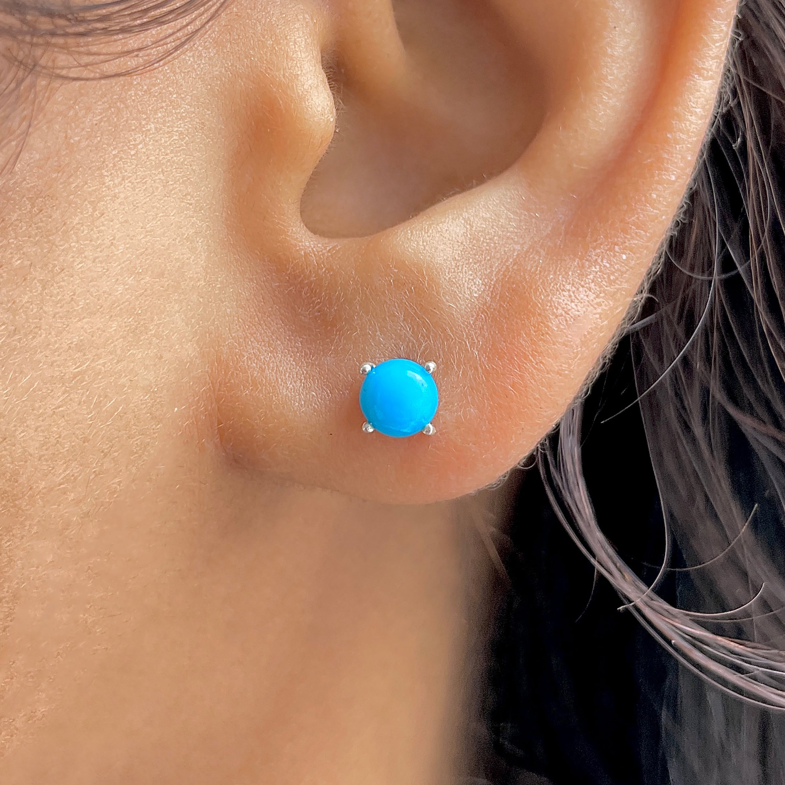 Turquoise Stud Earring-(TRQ-RDE-699.)