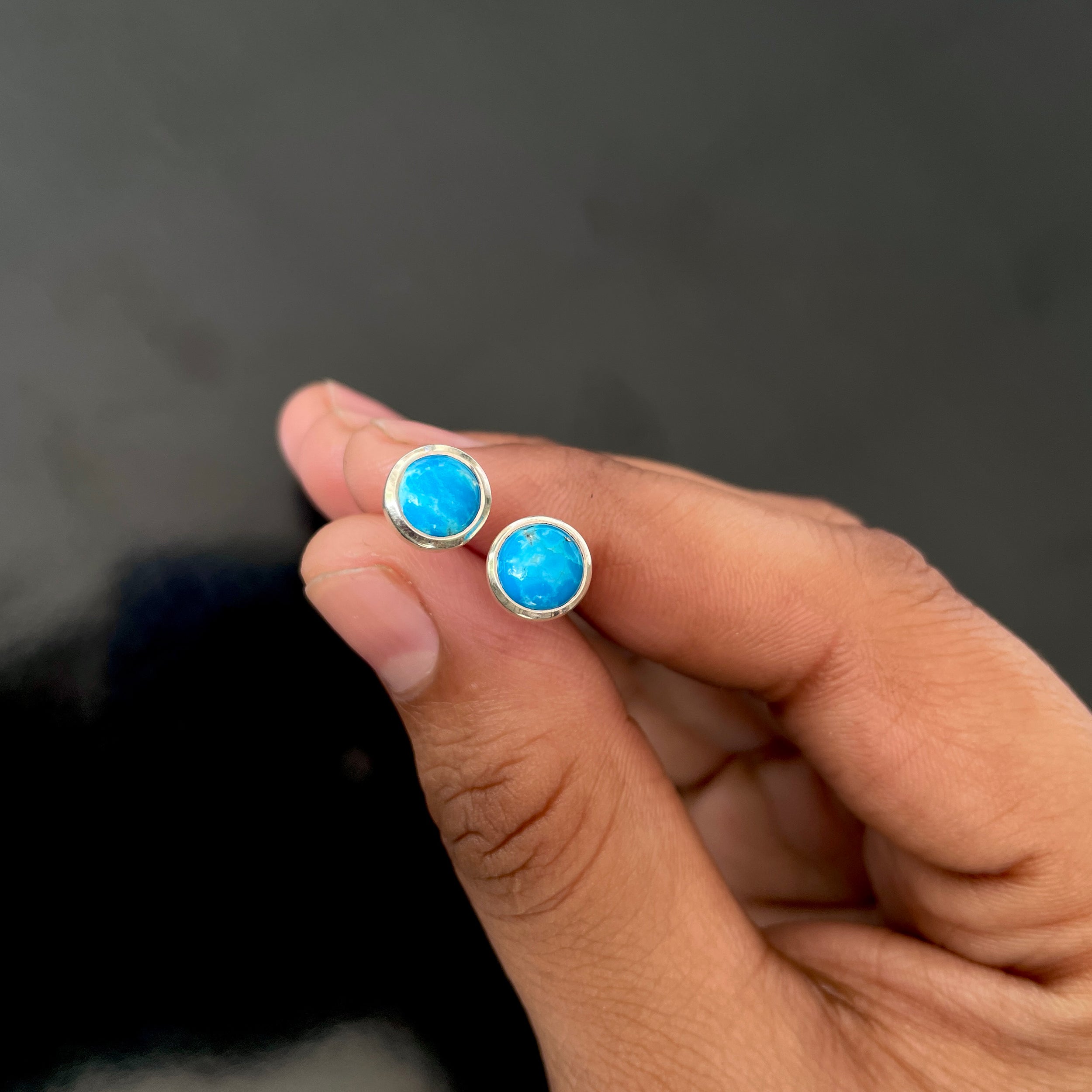 Turquoise Stud Earring-(TRQ-RDE-724.)