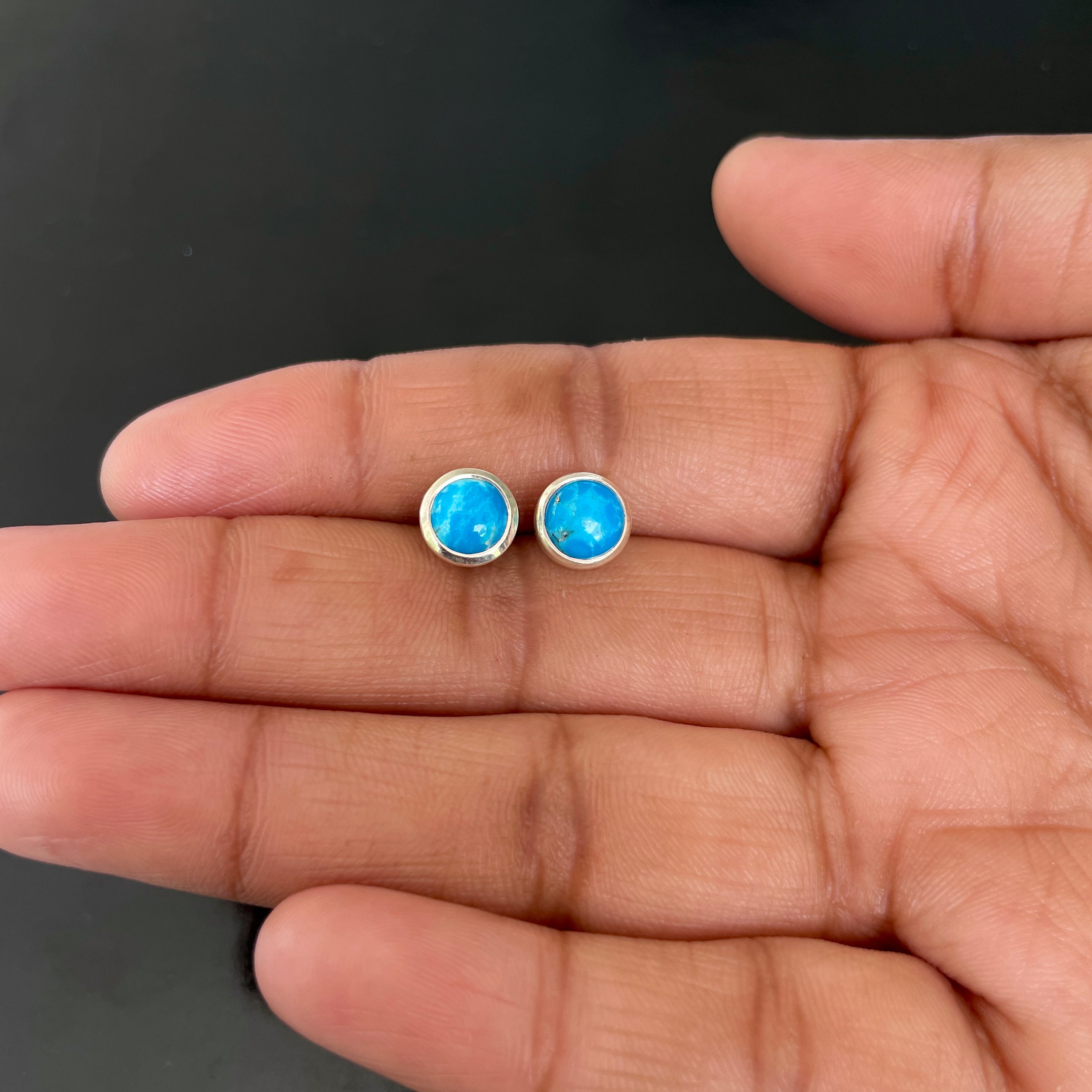 Turquoise Stud Earring-(TRQ-RDE-724.)