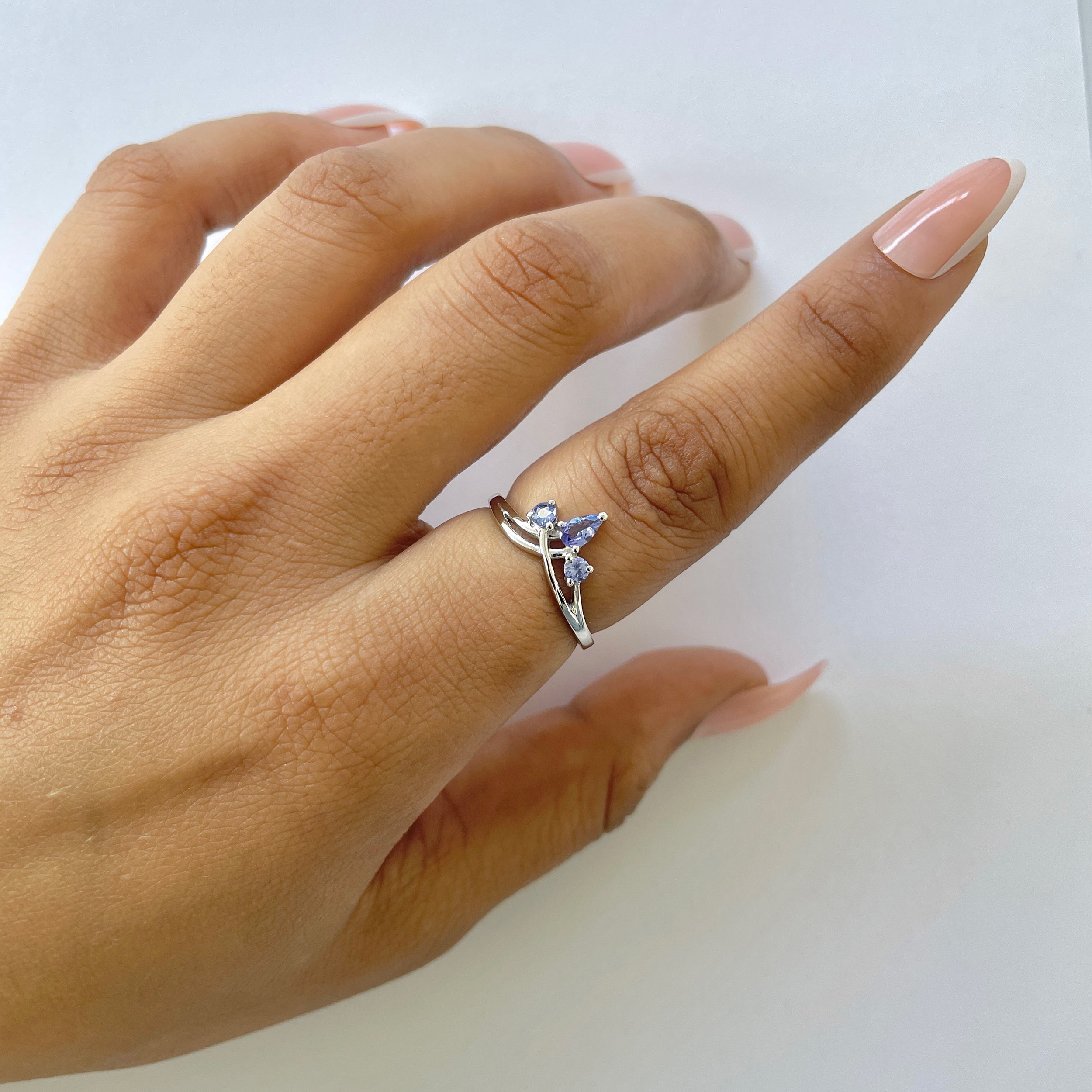 Tanzanite & White Topaz Ring-(TZN-RDR-2660.)
