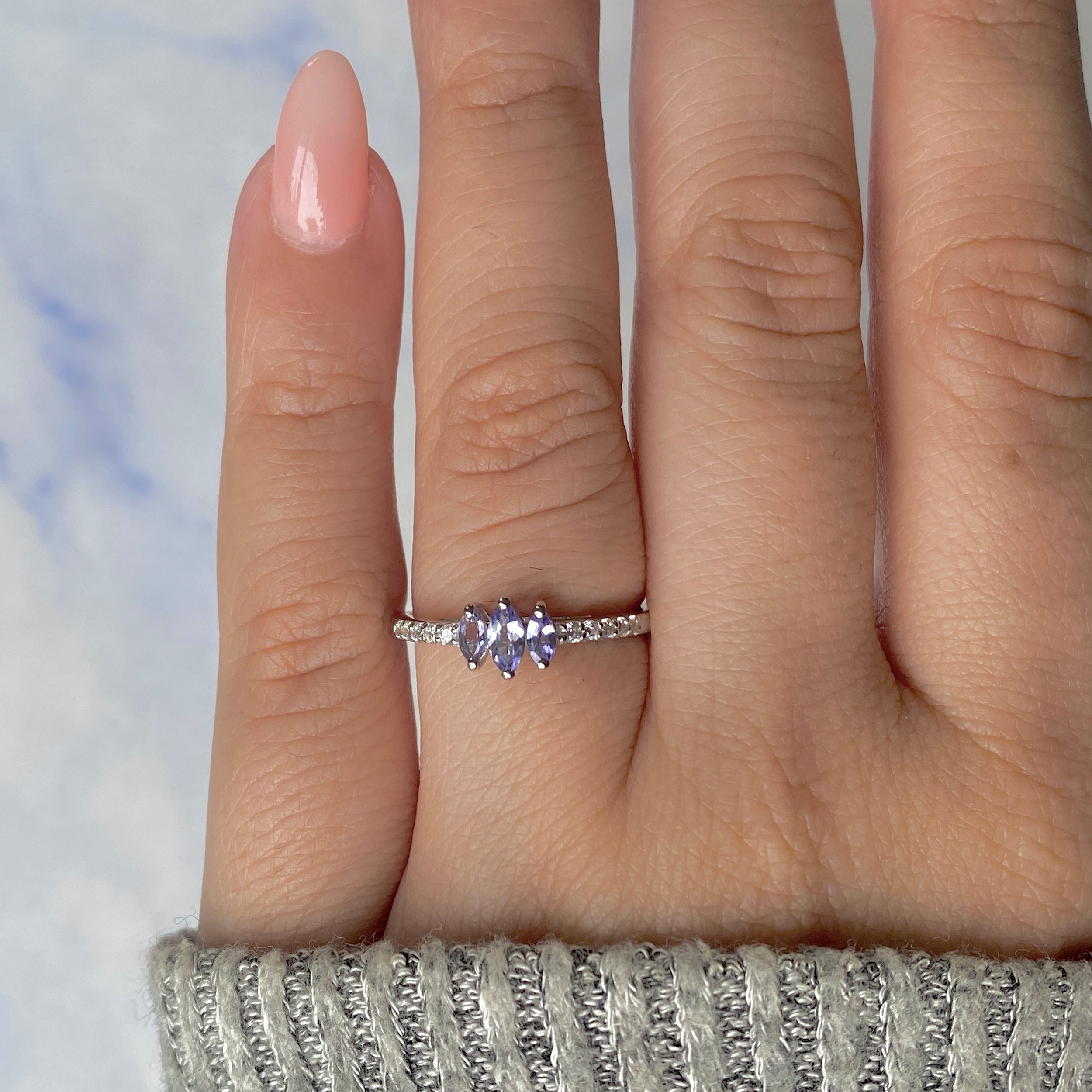 Tanzanite & White Topaz Ring-(TZN-RDR-2540.)