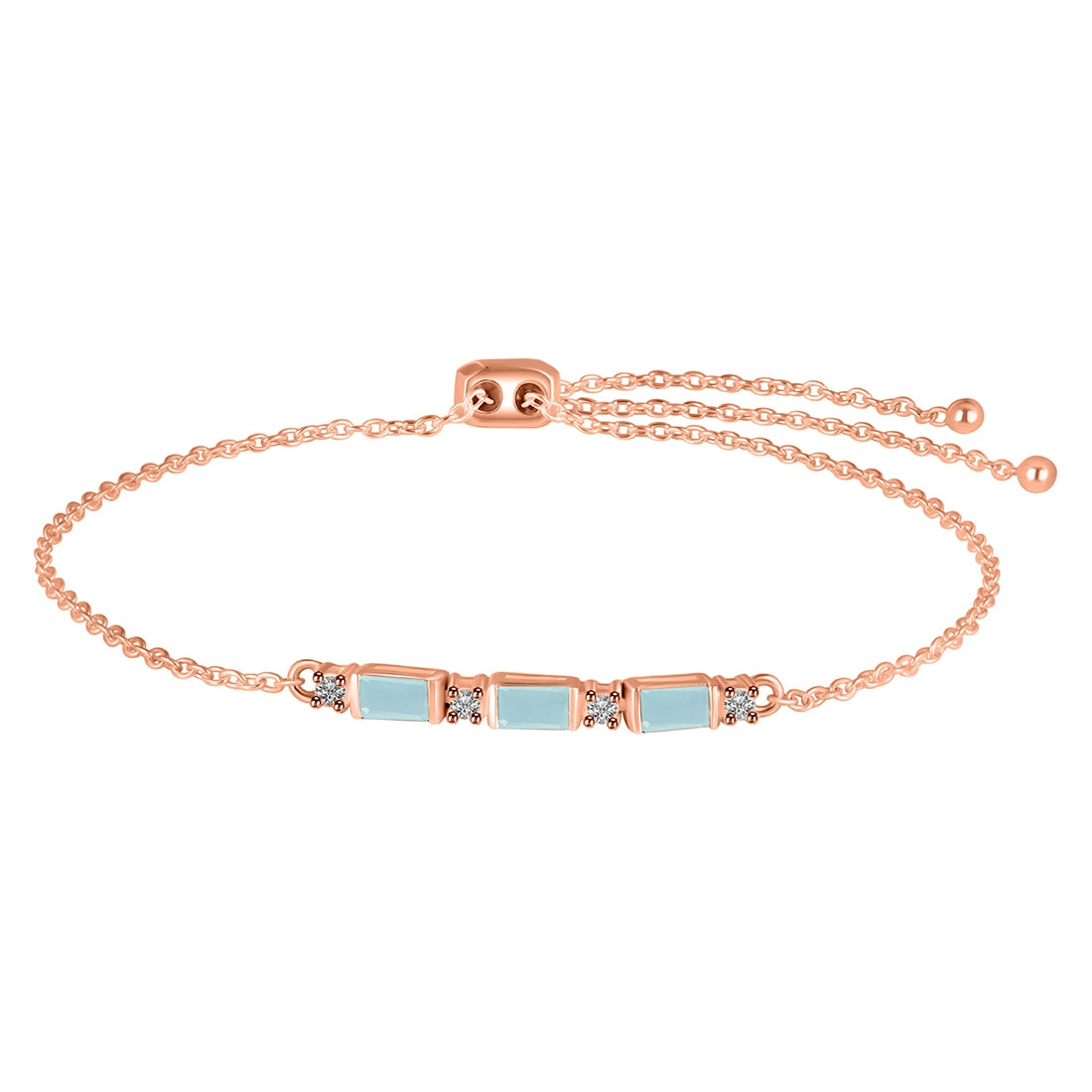 Blue Chalcedony & White Topaz Bracelet-(BLX-RDB-139.)