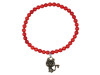 CAT Charm / Red Coral Beaded Bracelet BDD-11-210