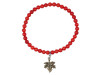 Leaf Charm / Red Coral Beaded Bracelet BDD-11-211