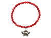 Butterfly Charm / Red Coral Beaded Bracelet BDD-11-212