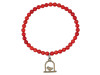 Bird On A Swing Charm / Red Coral Beaded Bracelet BDD-11-213