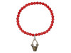 Bucket Charm / Red Coral Beaded Bracelet BDD-11-214