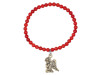 Antique Guardian Angel Charm / Red Coral Beaded Bracelet BDD-11-216