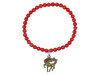Vintage Horse Charm / Red Coral Beaded Bracelet BDD-11-218
