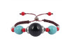 Black Obsidian / Turquoise / Red Cora Beaded Bracelet BDD-11-327