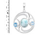 Close Out Larimar & Blue Topaz & White Topaz Pendant LAR-CO-RDP-311.